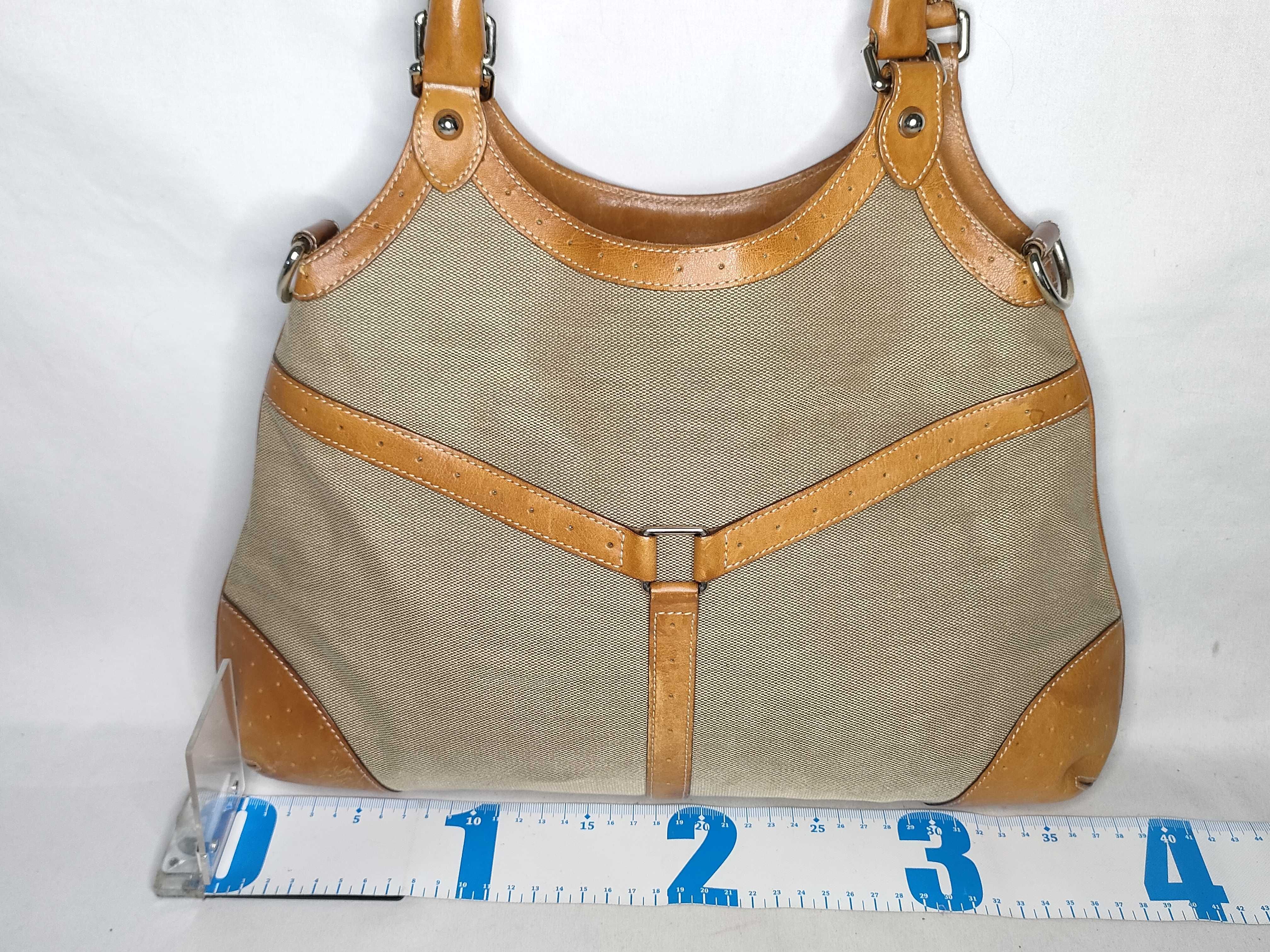 114875 002058 Interlocking Handbag Canvas Leather Beige Handbag — view 2