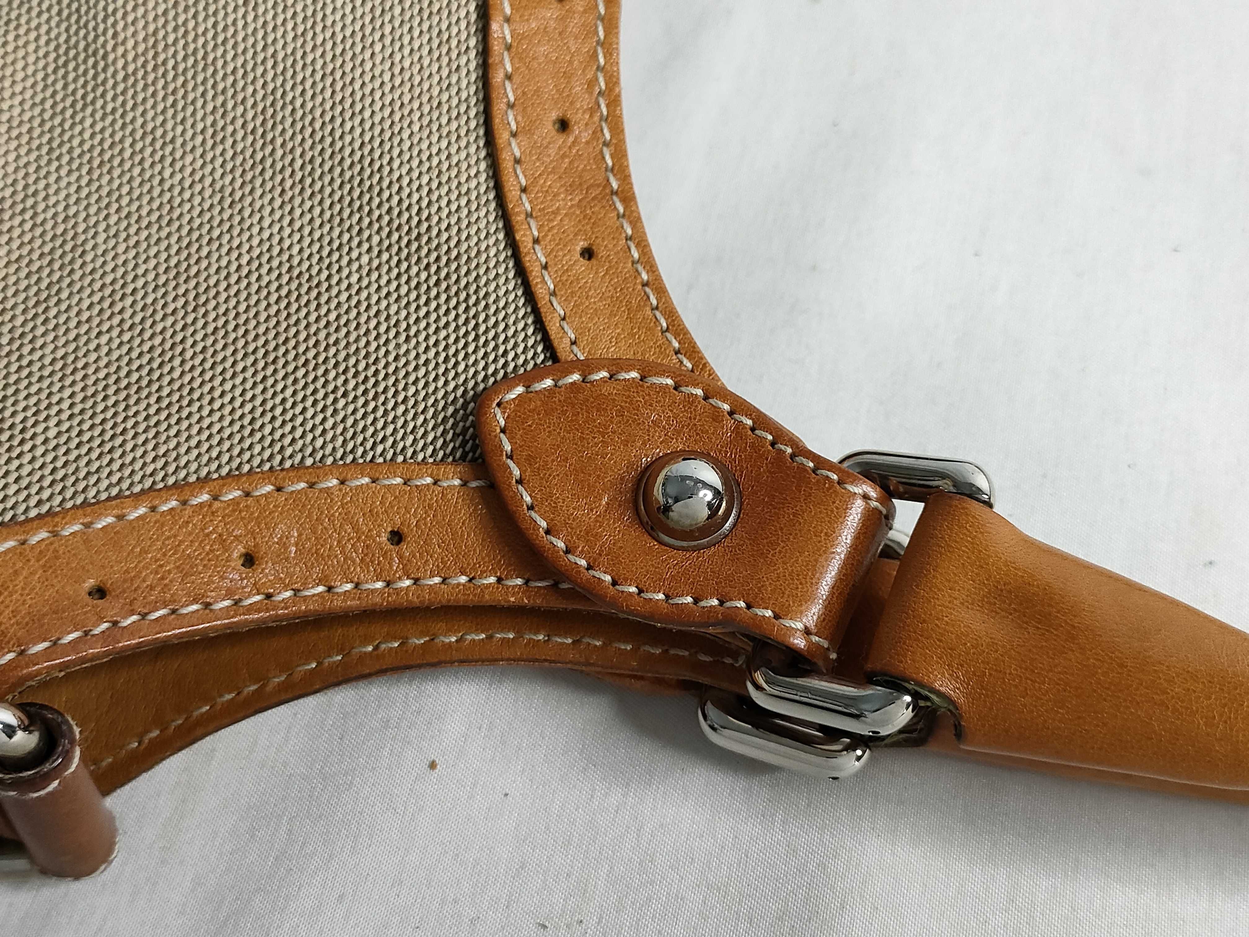 114875 002058 Interlocking Handbag Canvas Leather Beige Handbag — view 5