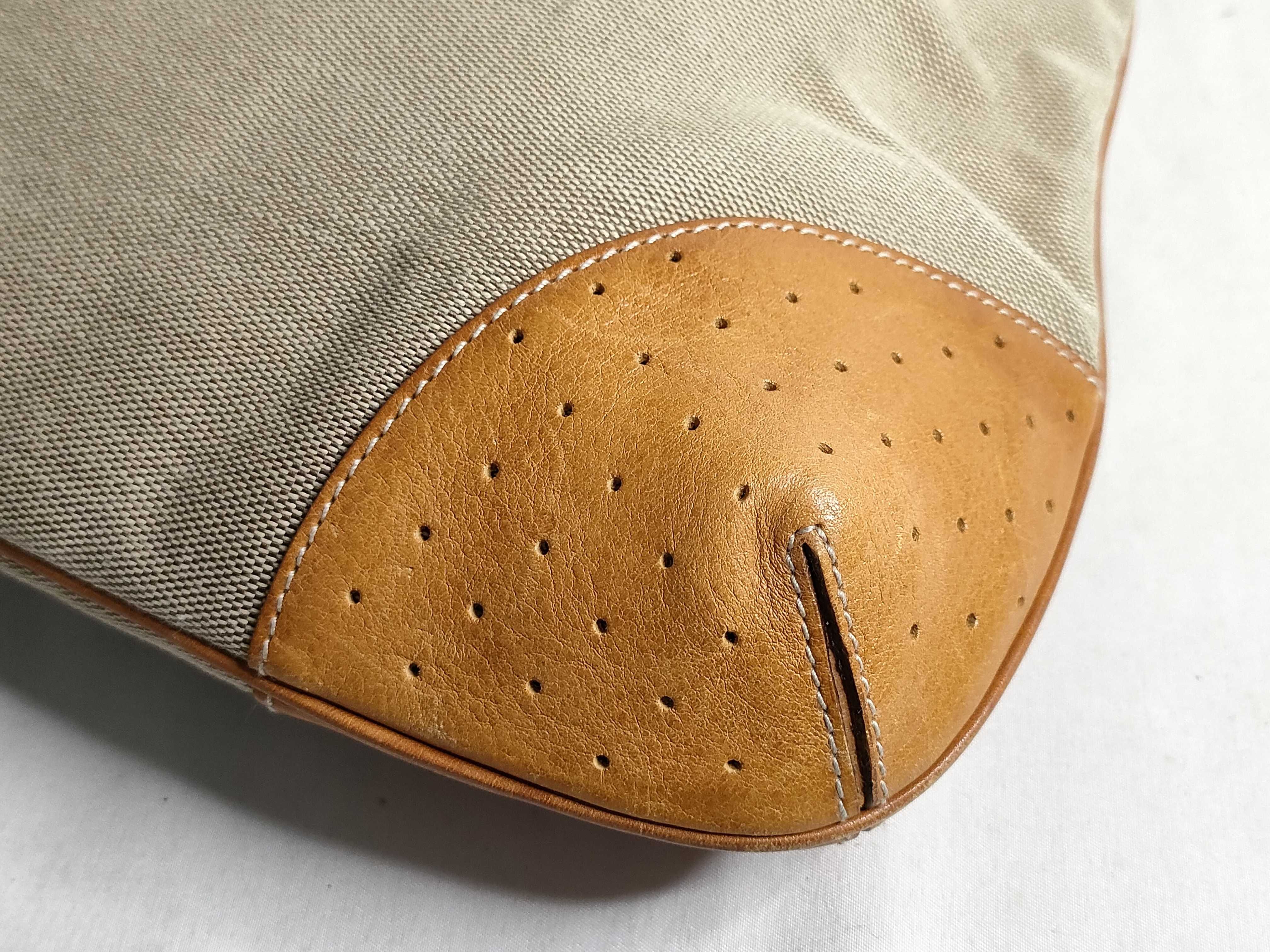 114875 002058 Interlocking Handbag Canvas Leather Beige Handbag — view 6