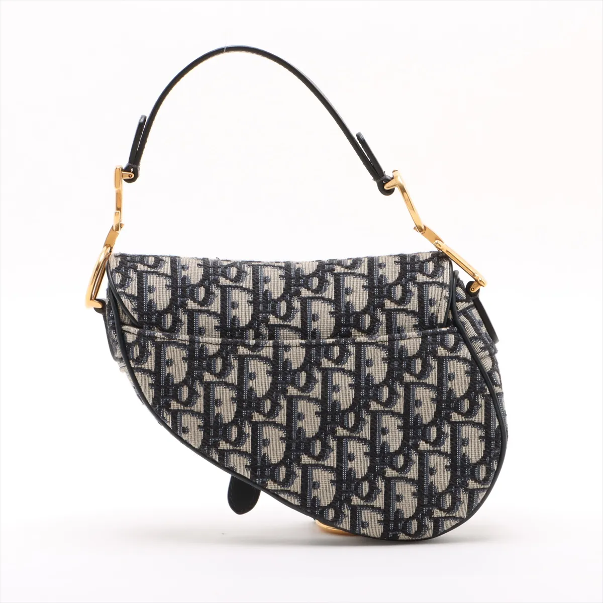 Saddle Bag Canvas x Leather Handbag Navy — view 2