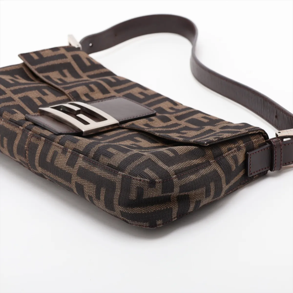 Zucca Mamma Bucket Canvas x Leather Shoulder Bag, Brown — view 3
