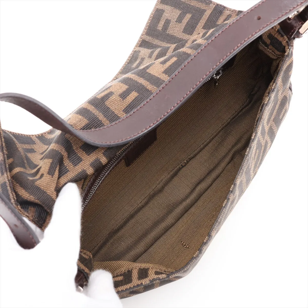 Zucca Mamma Bucket Canvas x Leather Shoulder Bag, Brown — view 7