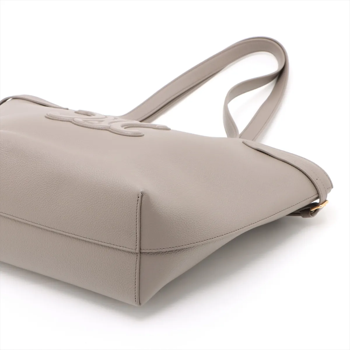 Triomphe Small Cabas Anais Cuir Triomphe Leather Tote Bag, Gray — view 3