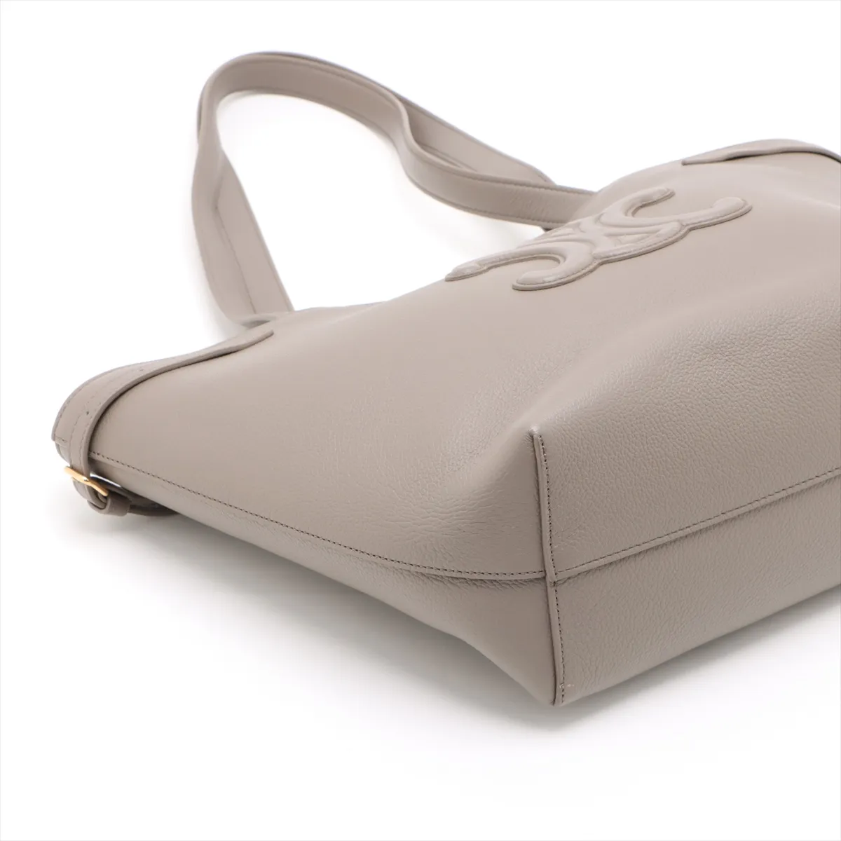 Triomphe Small Cabas Anais Cuir Triomphe Leather Tote Bag, Gray — view 4
