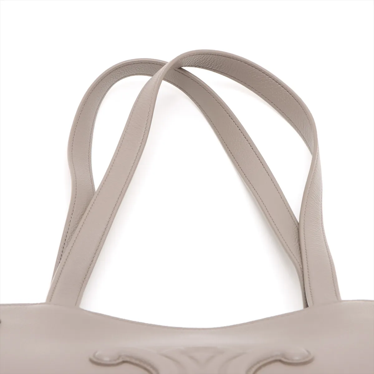 Triomphe Small Cabas Anais Cuir Triomphe Leather Tote Bag, Gray — view 6