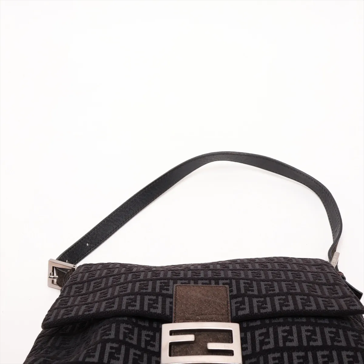 Zucchino Mamma Bucket Canvas x Leather Shoulder Bag, Gray, 8BR001 — view 6