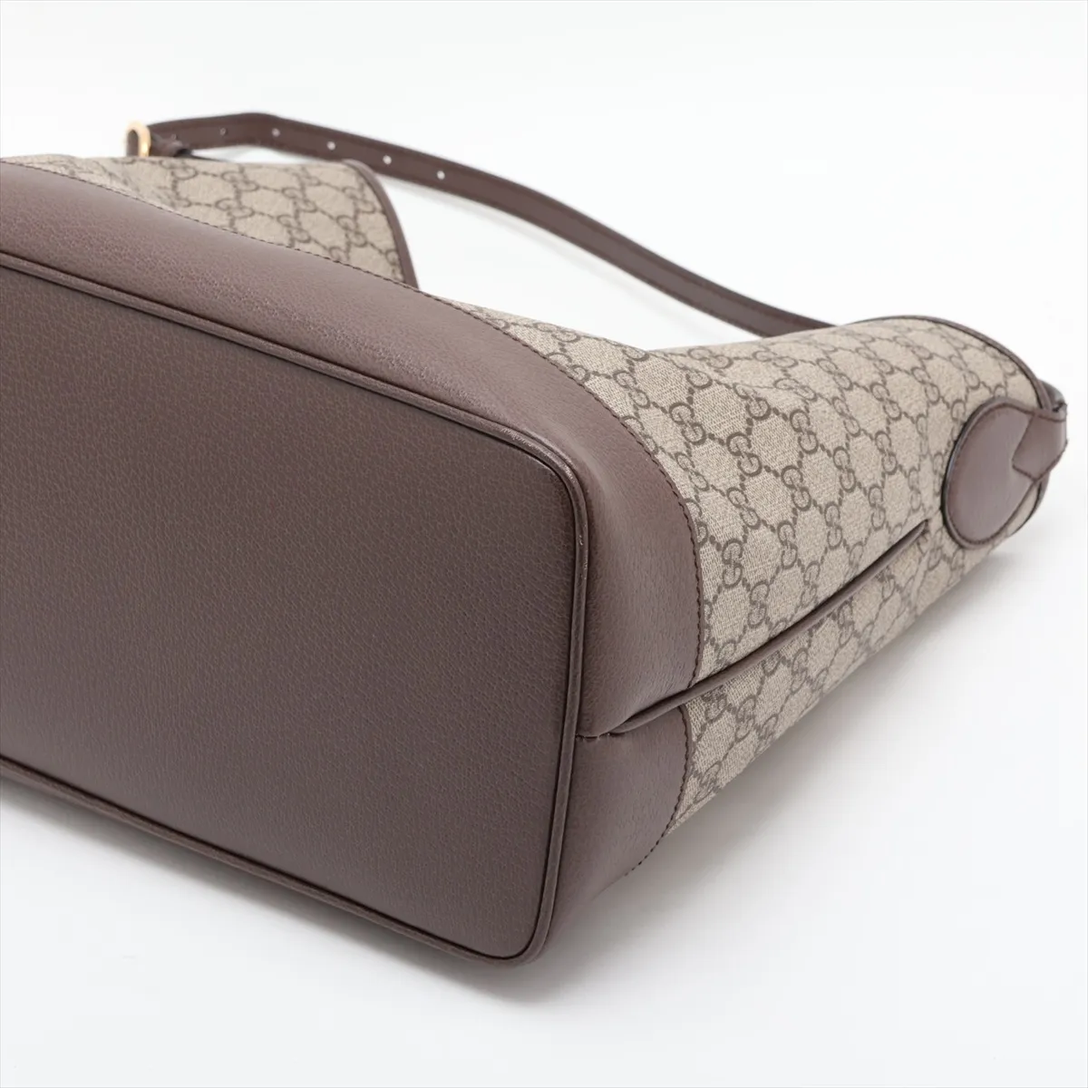 GG Supreme Ophidia PVC x Leather Shoulder Bag, Beige x Brown, 781392 — view 3