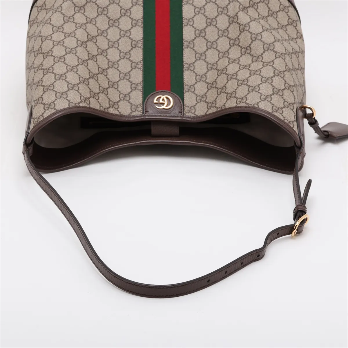 GG Supreme Ophidia PVC x Leather Shoulder Bag, Beige x Brown, 781392 — view 5