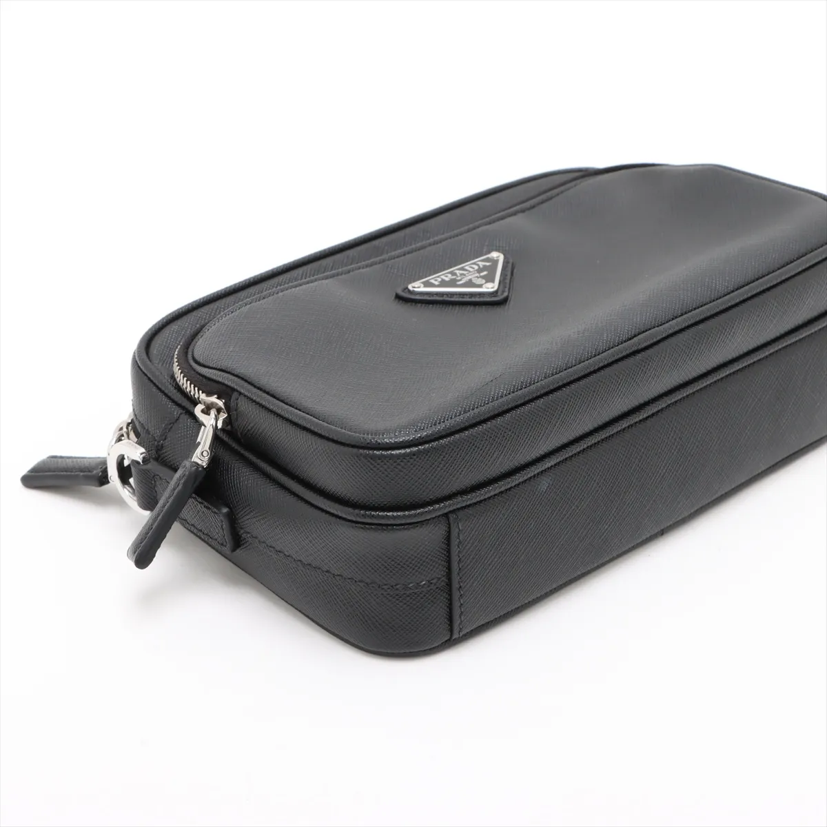 Saffiano Leather x Nylon Shoulder Bag, Black — view 4