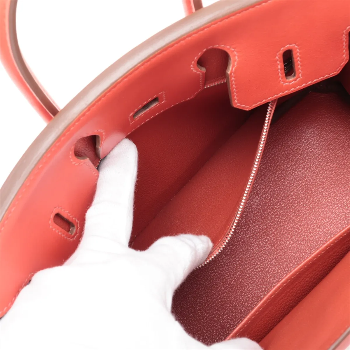 [Individually packaged] Hermes Birkin 25 Letournée Veau Swift Rouge Duchesse Silver Hardware R: 2014 — view 9