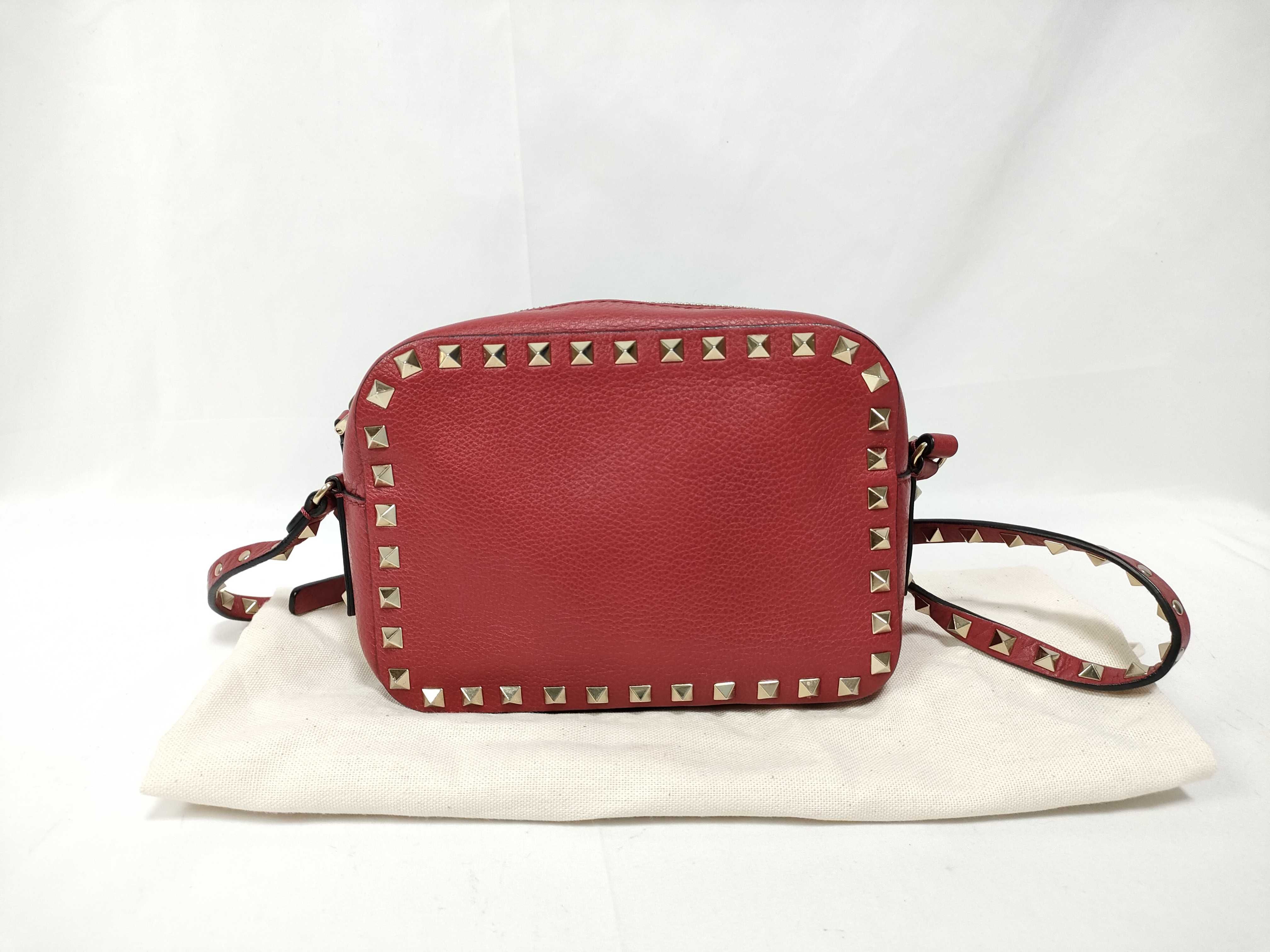 Rockstud Leather Small Crossbody Bag Red QW1B0809 Shoulder Bag