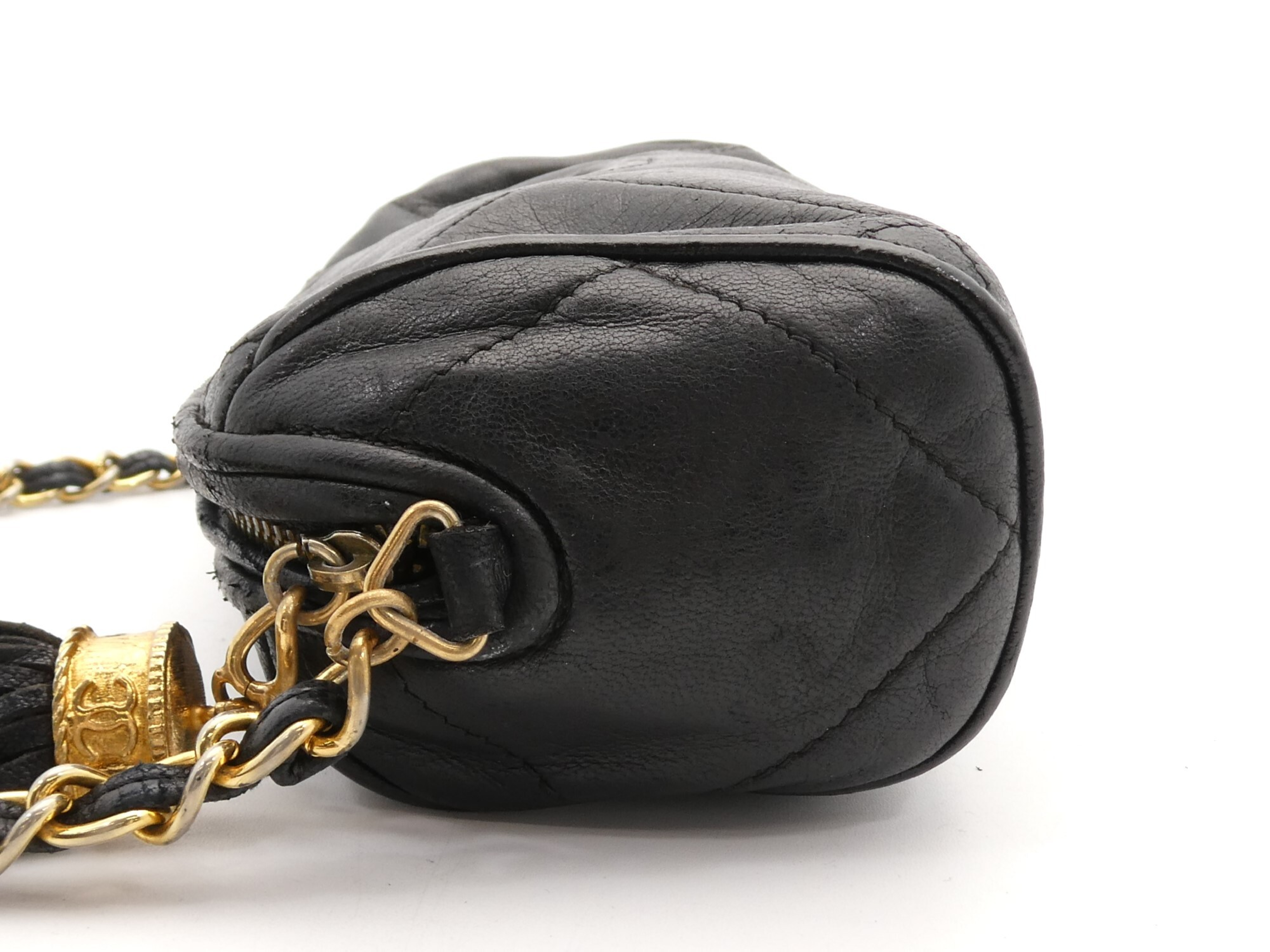 Matelassé Coco Mark Fringe Chain Shoulder Bag — view 3