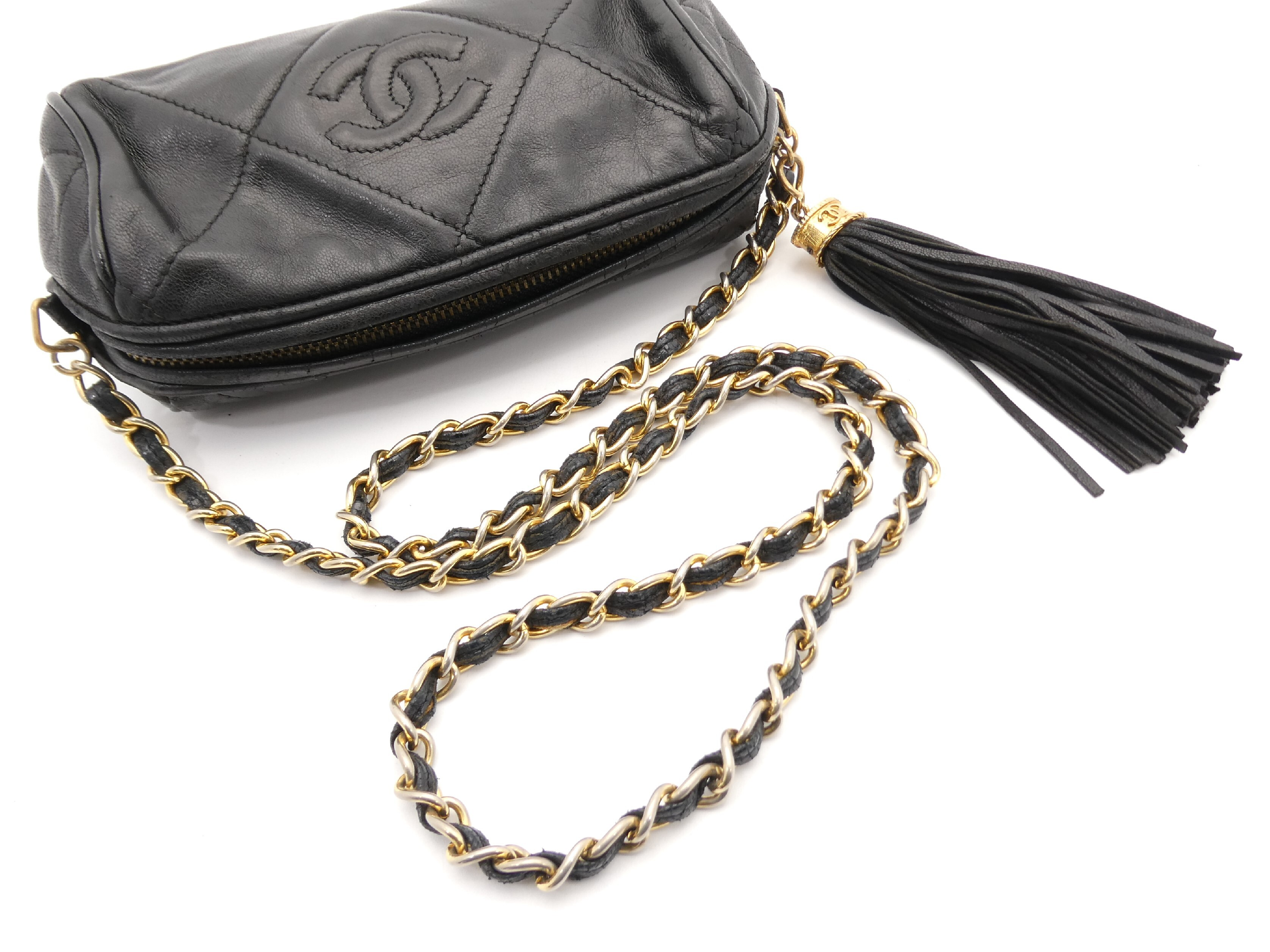 Matelassé Coco Mark Fringe Chain Shoulder Bag — view 6