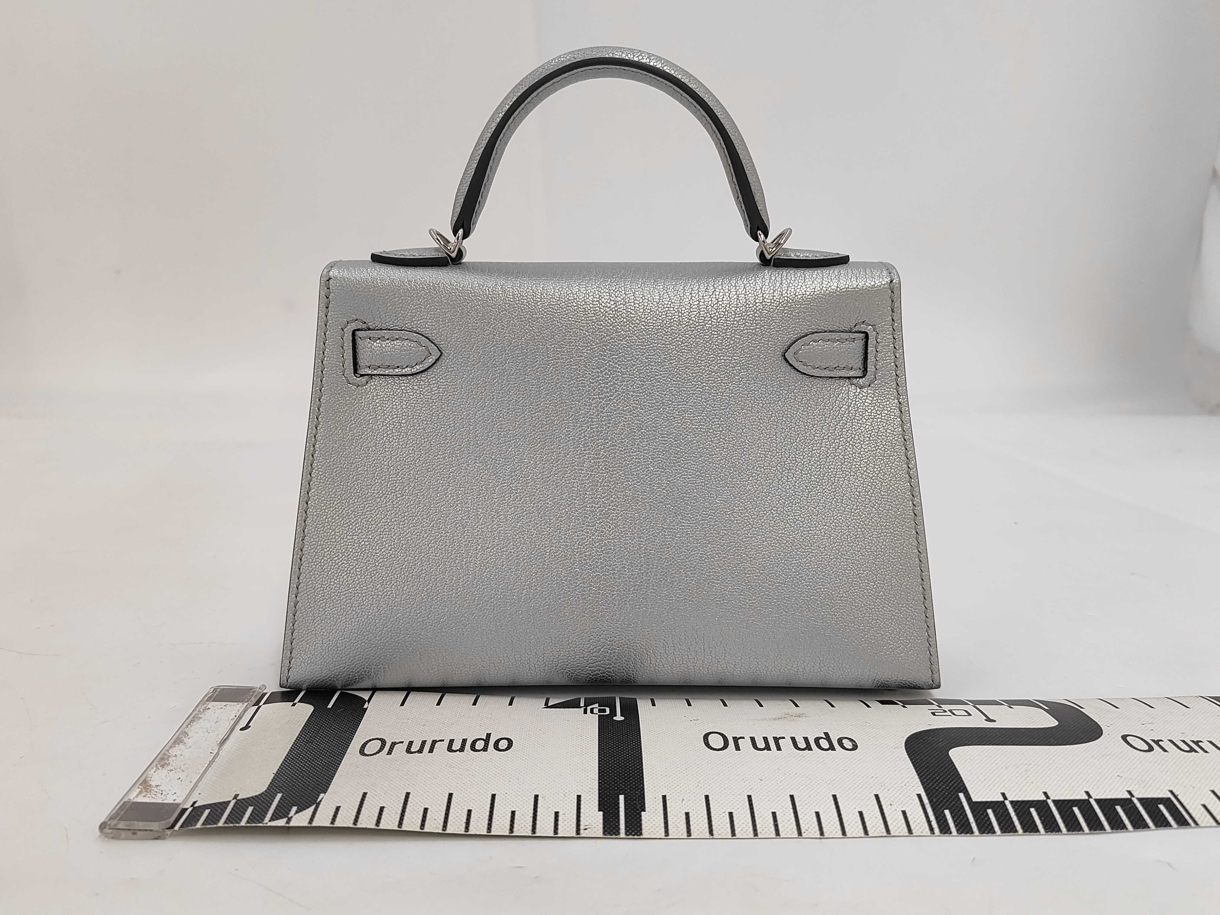 Mini Kelly II Shoulder Bag (Argent x Chevre Shamkira x Silver Hardware x G Stamp) — view 2