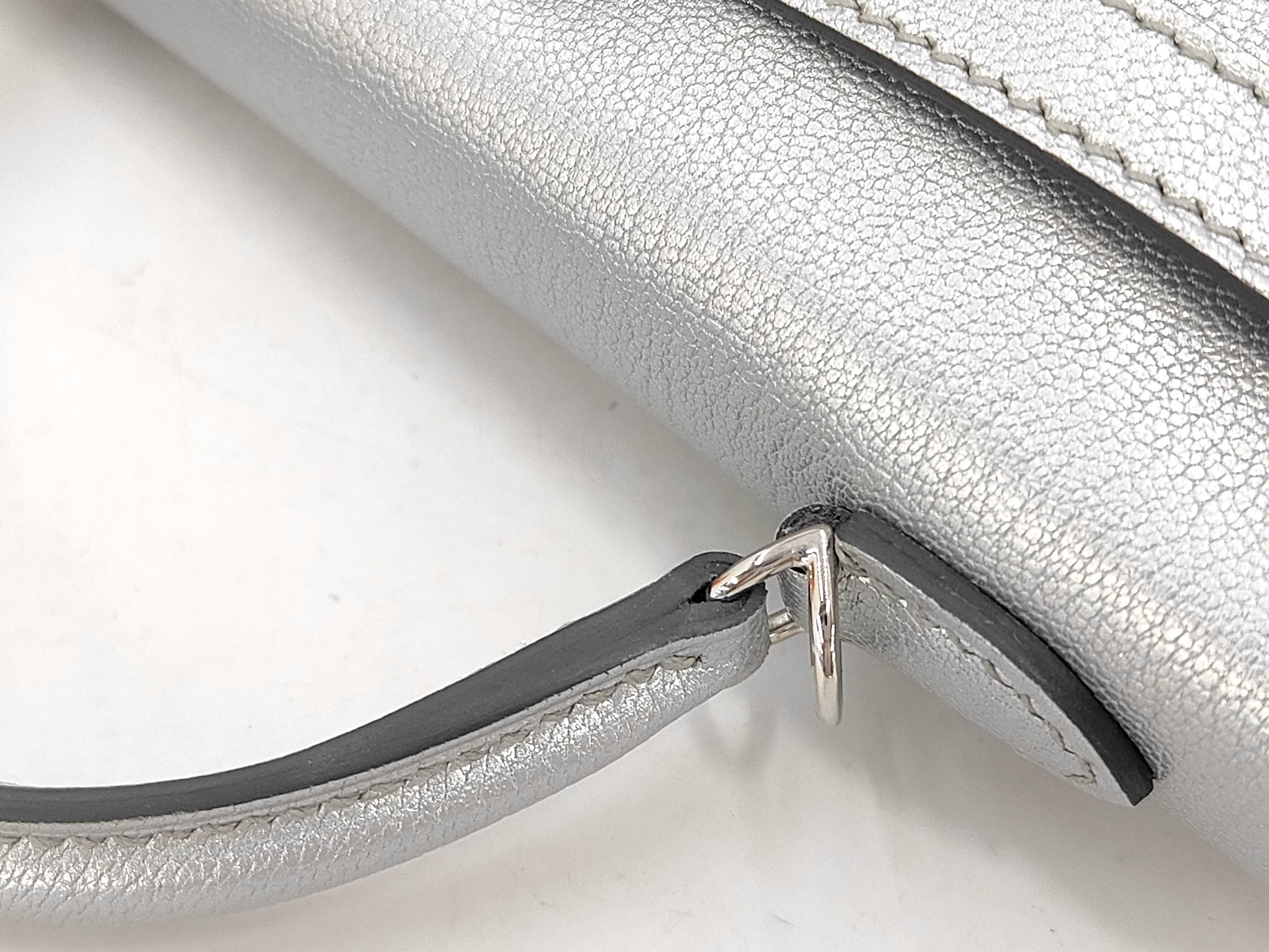 Mini Kelly II Shoulder Bag (Argent x Chevre Shamkira x Silver Hardware x G Stamp) — view 5