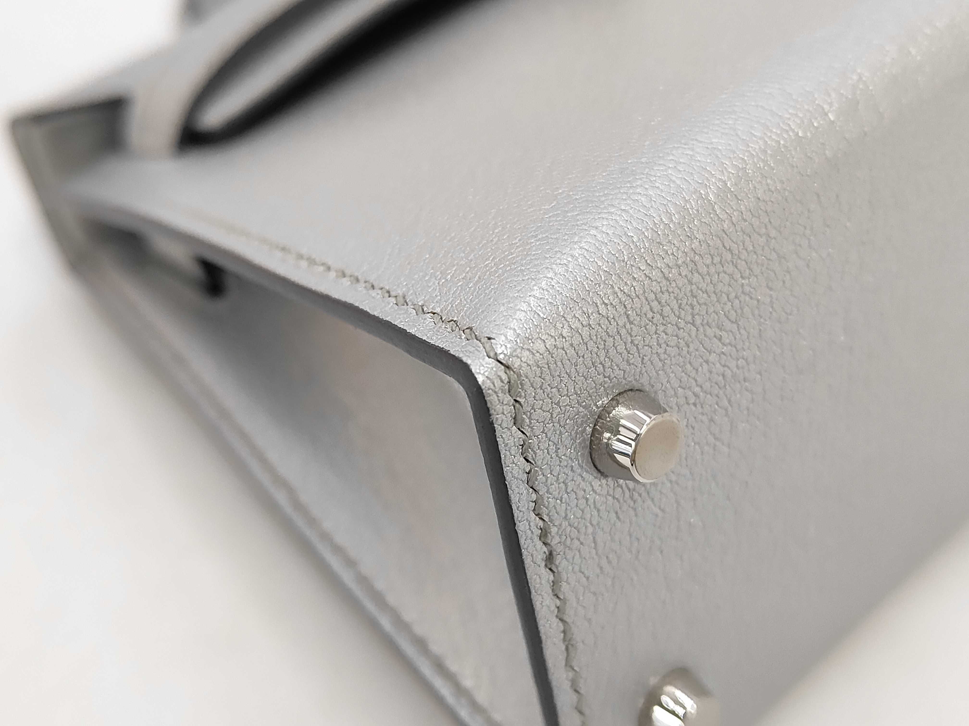 Mini Kelly II Shoulder Bag (Argent x Chevre Shamkira x Silver Hardware x G Stamp) — view 6