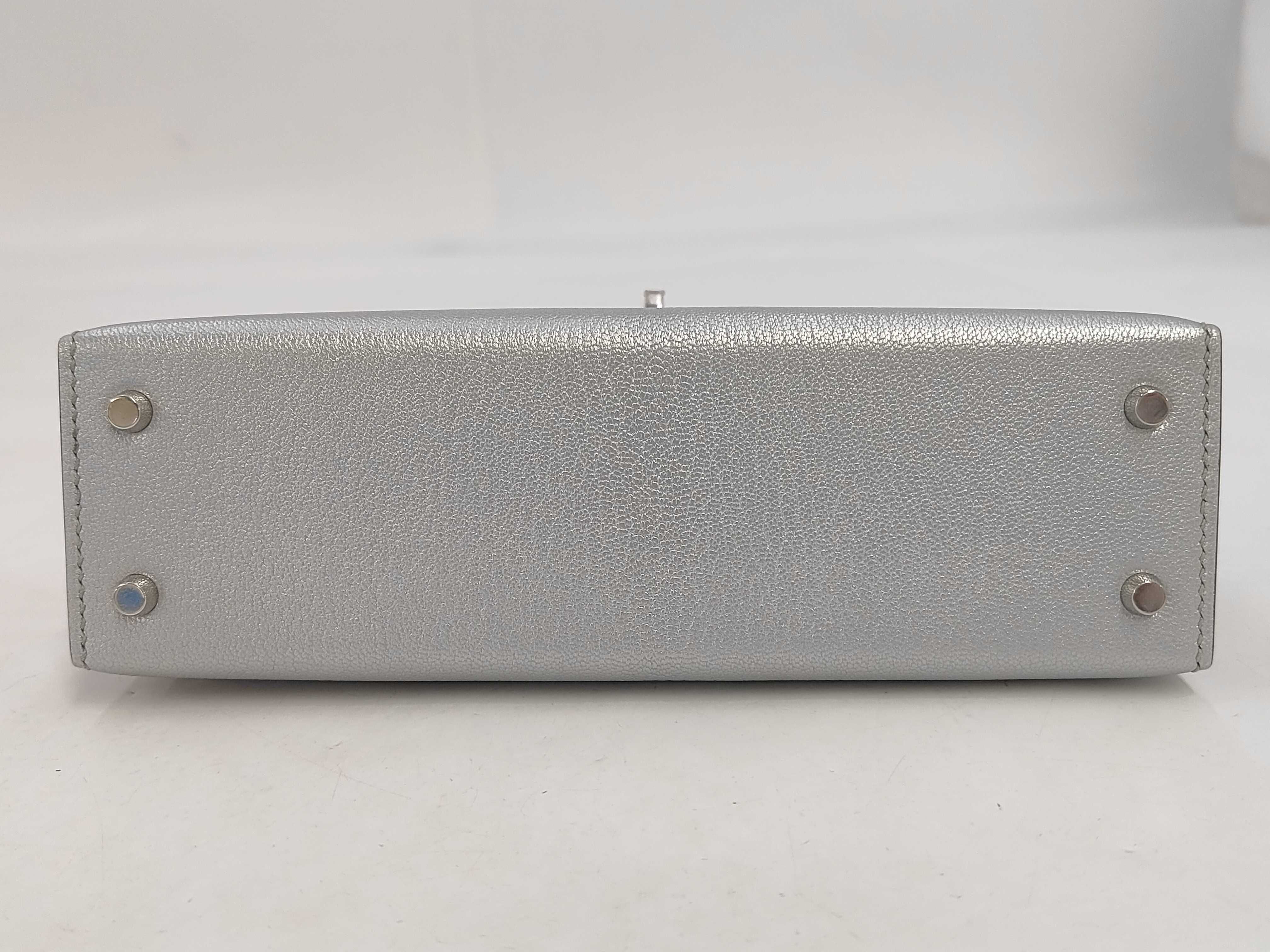 Mini Kelly II Shoulder Bag (Argent x Chevre Shamkira x Silver Hardware x G Stamp) — view 7