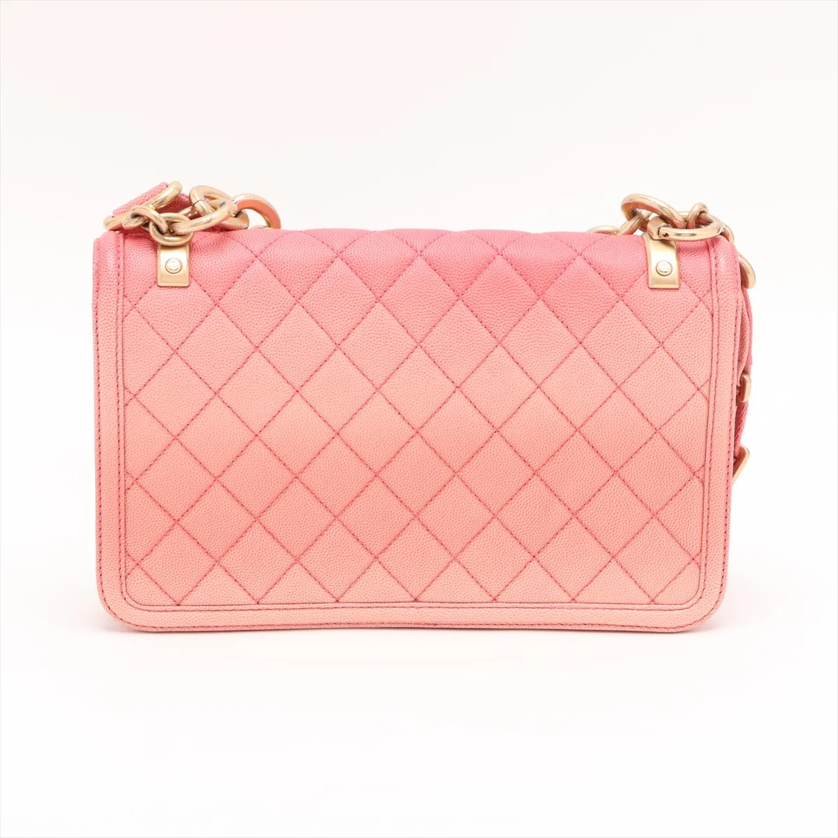 Matelassé Caviar Skin 2-Way Shoulder Bag, Red x Beige, Gold Hardware, 27541158, Serial Number 27 — view 2