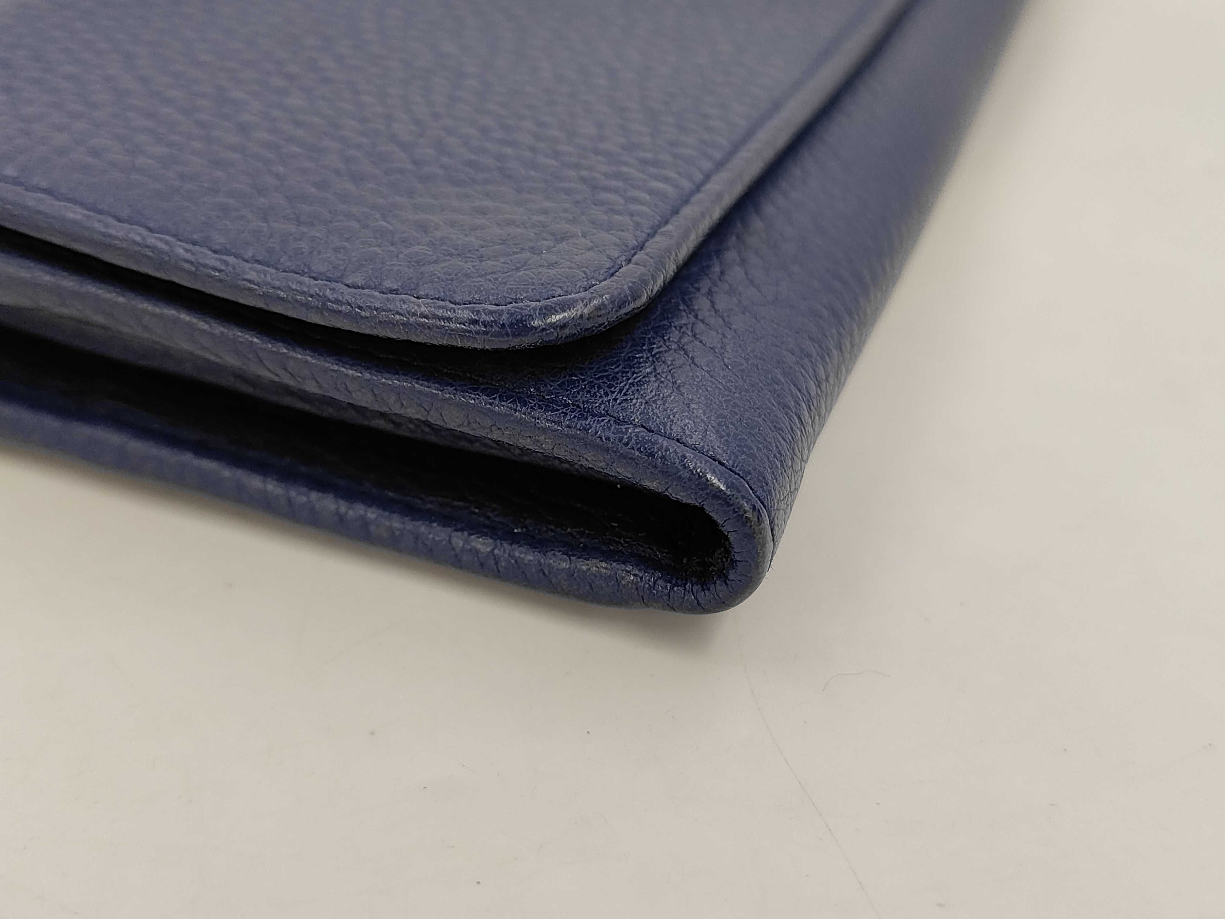 leather blue chain wallet with gold hardware, comes with box. — view 6