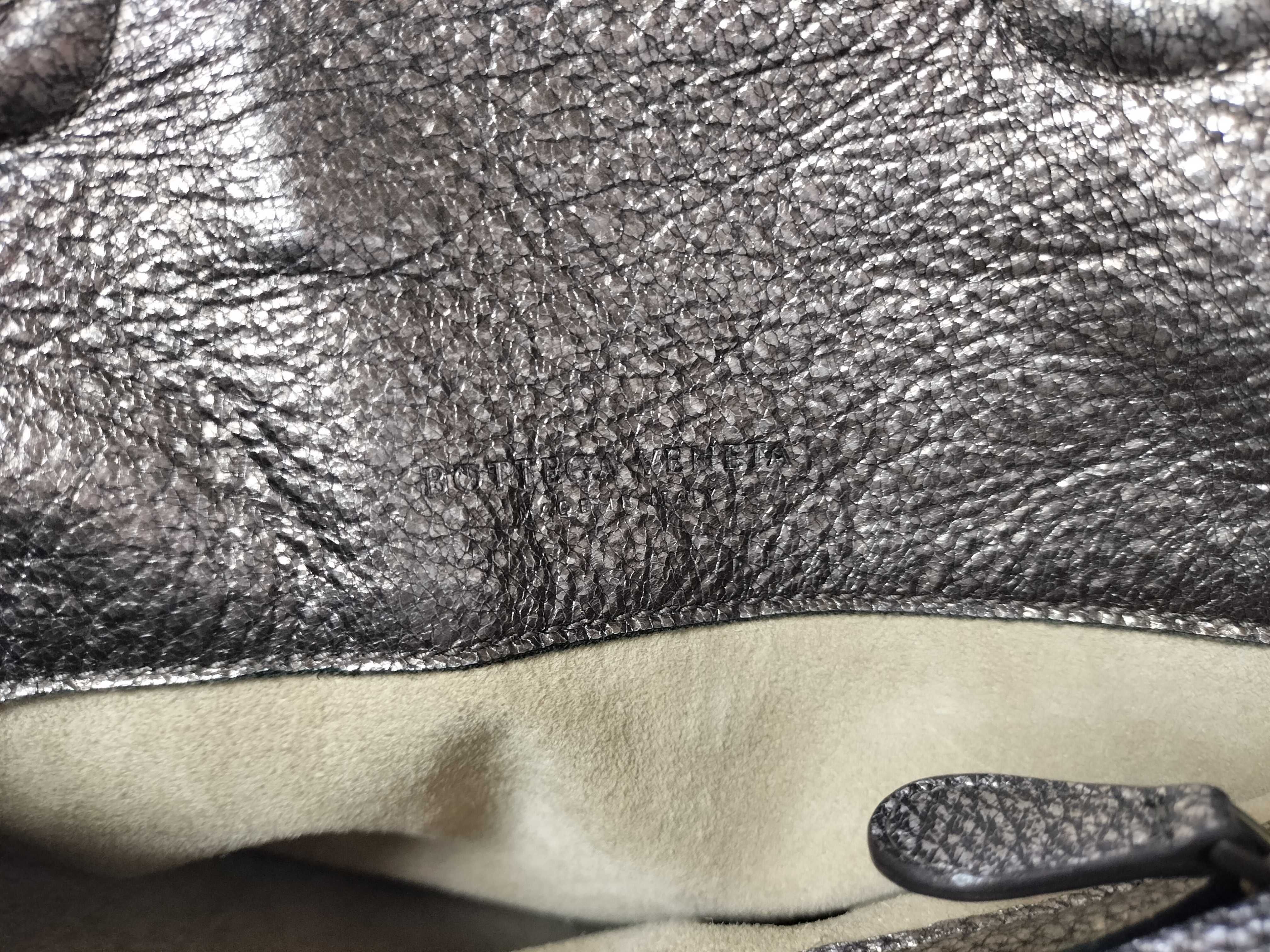 Intrecciato Bucket Tote Bag, Metallic Gray, 194900 (Tote Bag) — view 11