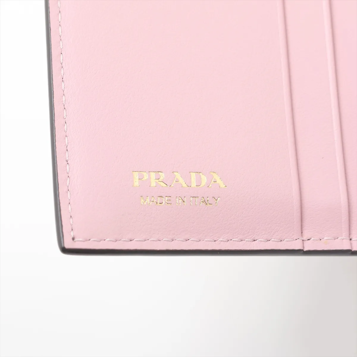Saffiano 1MV204 Leather Compact Wallet, Gray x Pink — view 6