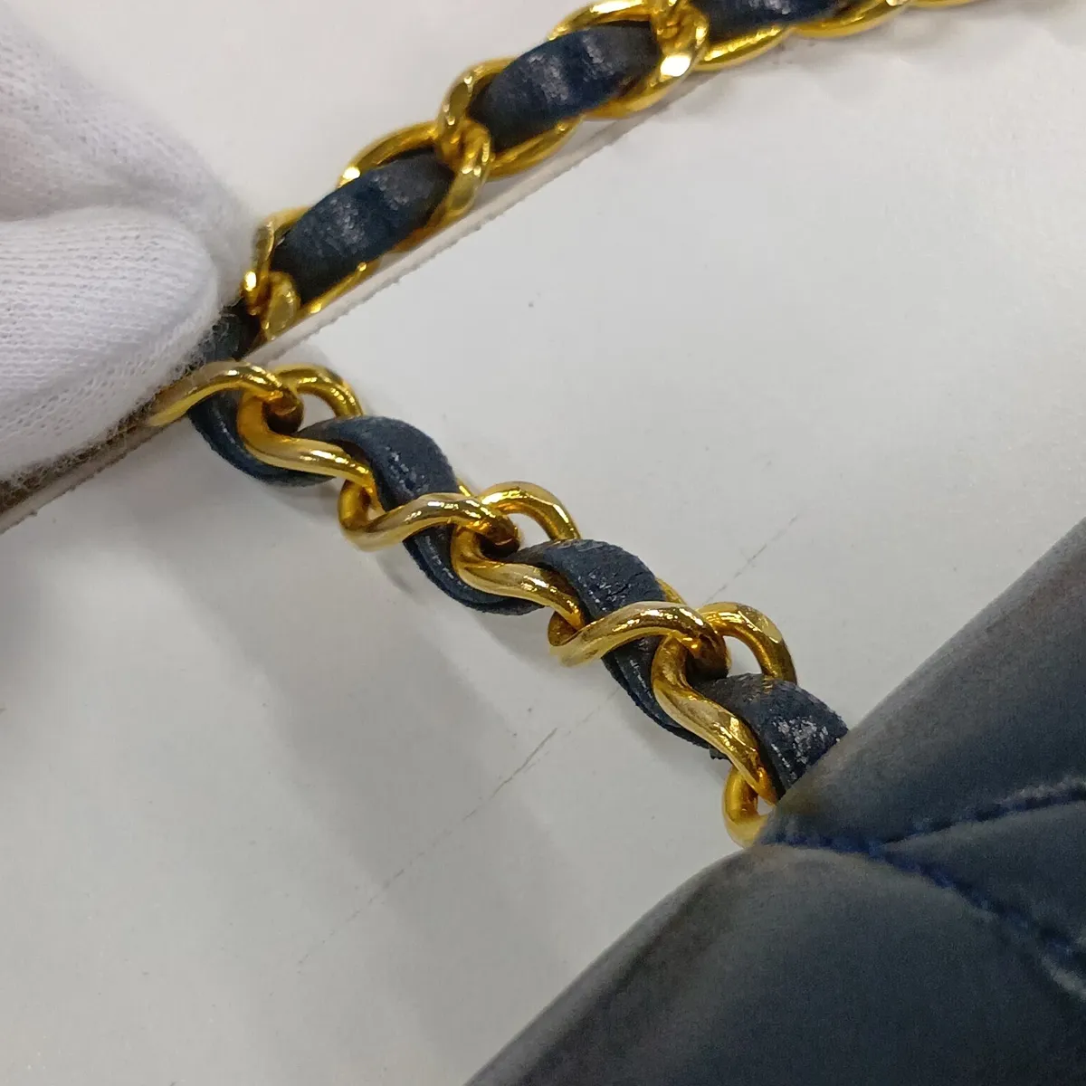 Matelassé Lambskin Single Flap Single Chain Bag, Diana Flap, Navy, Gold Hardware, 1816125, Series 1 — view 12