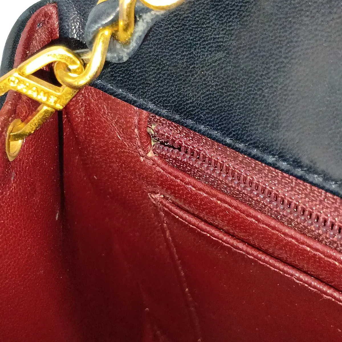 Matelassé Lambskin Single Flap Single Chain Bag, Diana Flap, Navy, Gold Hardware, 1816125, Series 1 — view 13