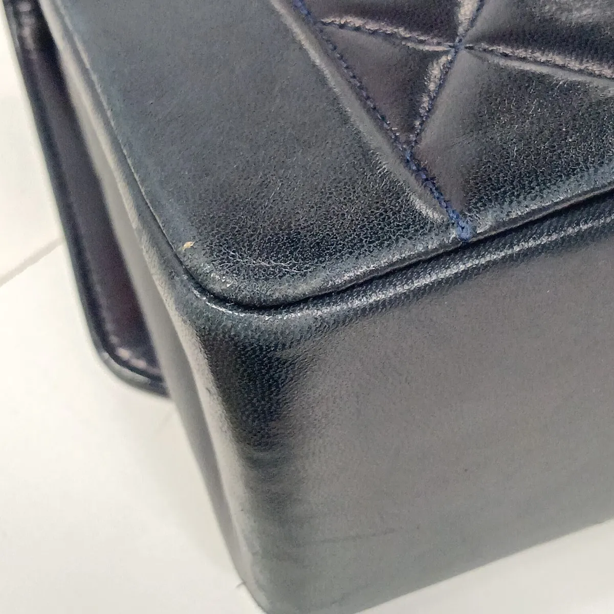 Matelassé Lambskin Single Flap Single Chain Bag, Diana Flap, Navy, Gold Hardware, 1816125, Series 1 — view 14