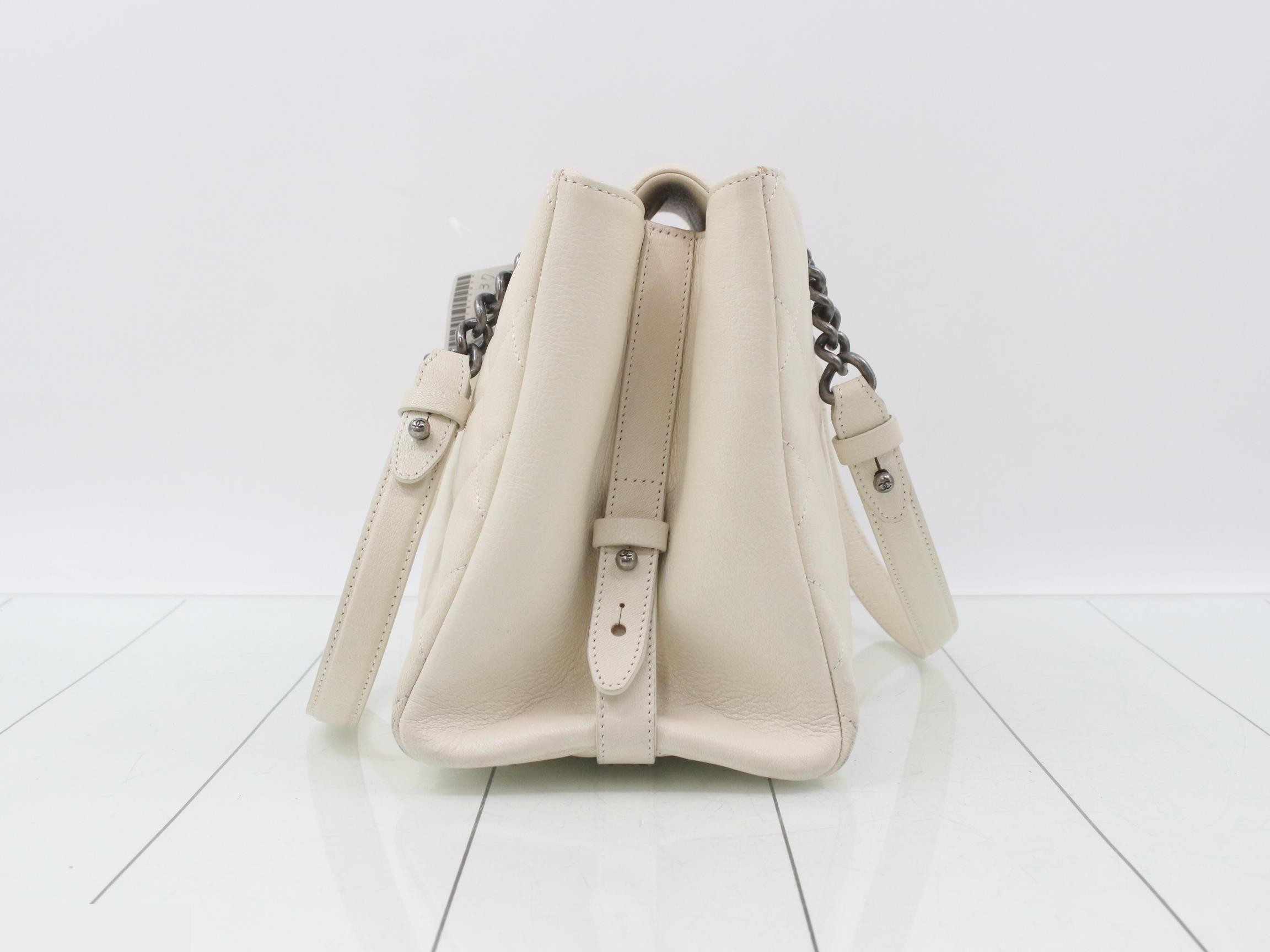 Coco Boy Matelassé Chain Shoulder Bag, White — view 3