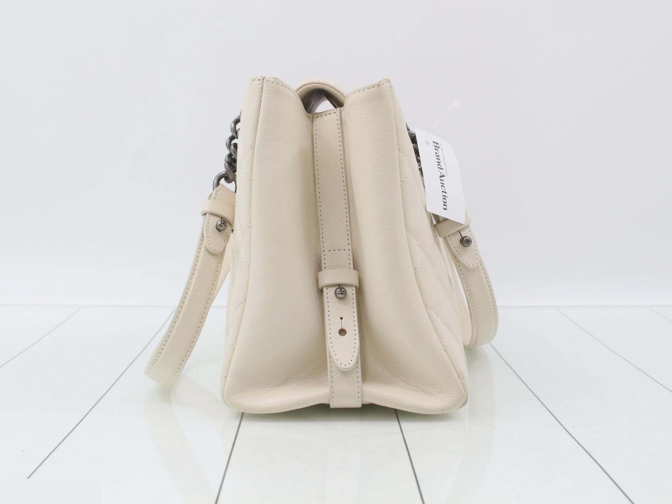 Coco Boy Matelassé Chain Shoulder Bag, White — view 4