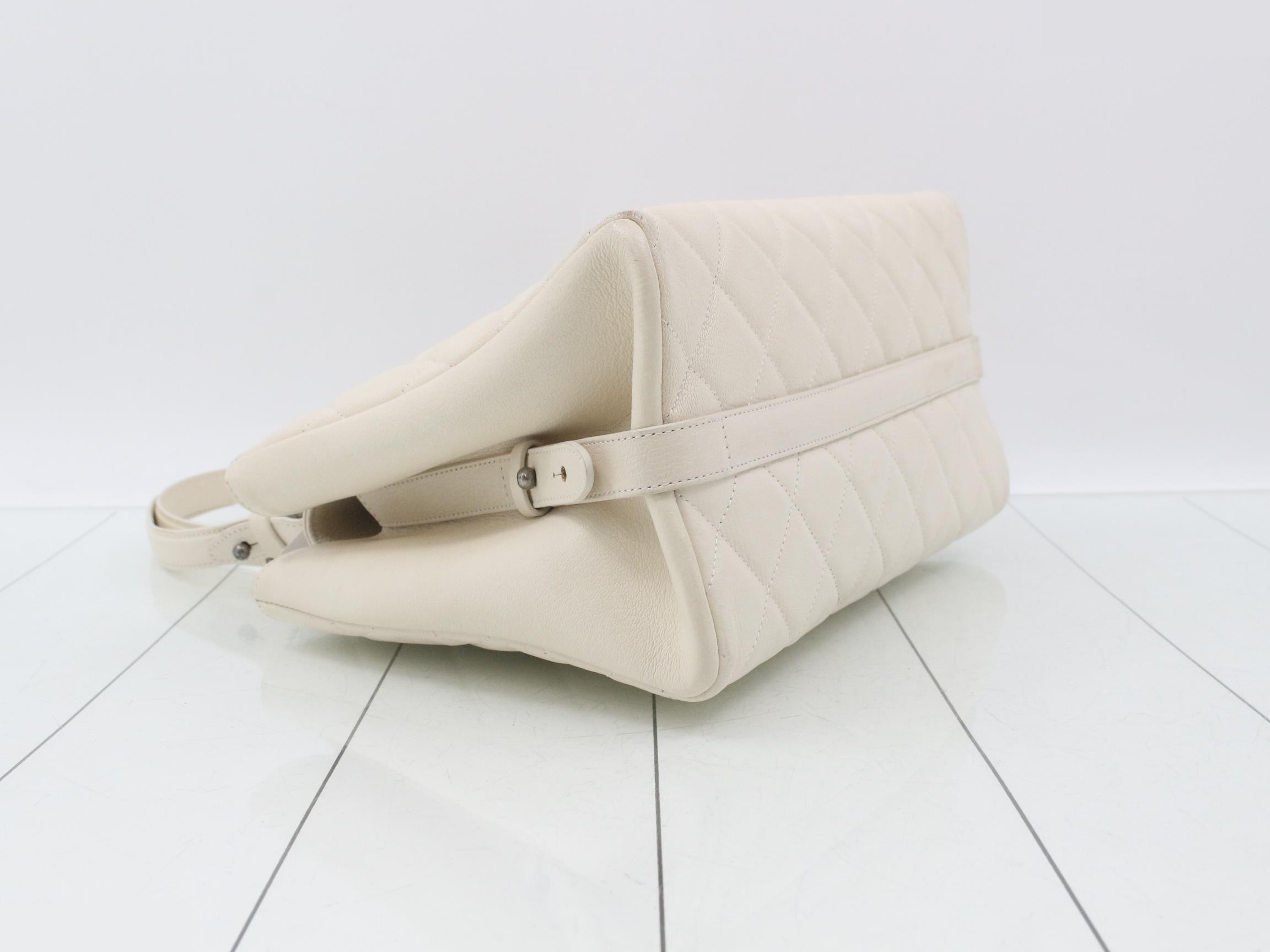 Coco Boy Matelassé Chain Shoulder Bag, White — view 5