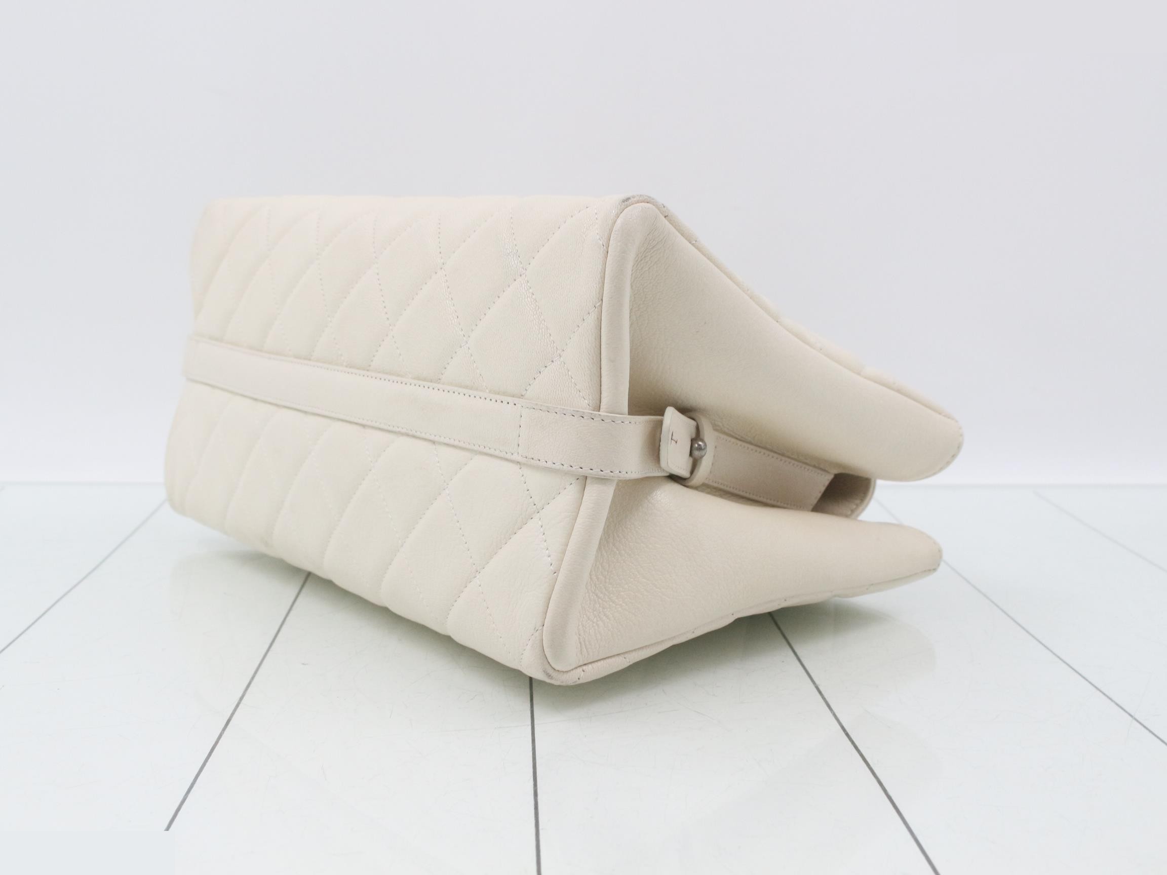 Coco Boy Matelassé Chain Shoulder Bag, White — view 6