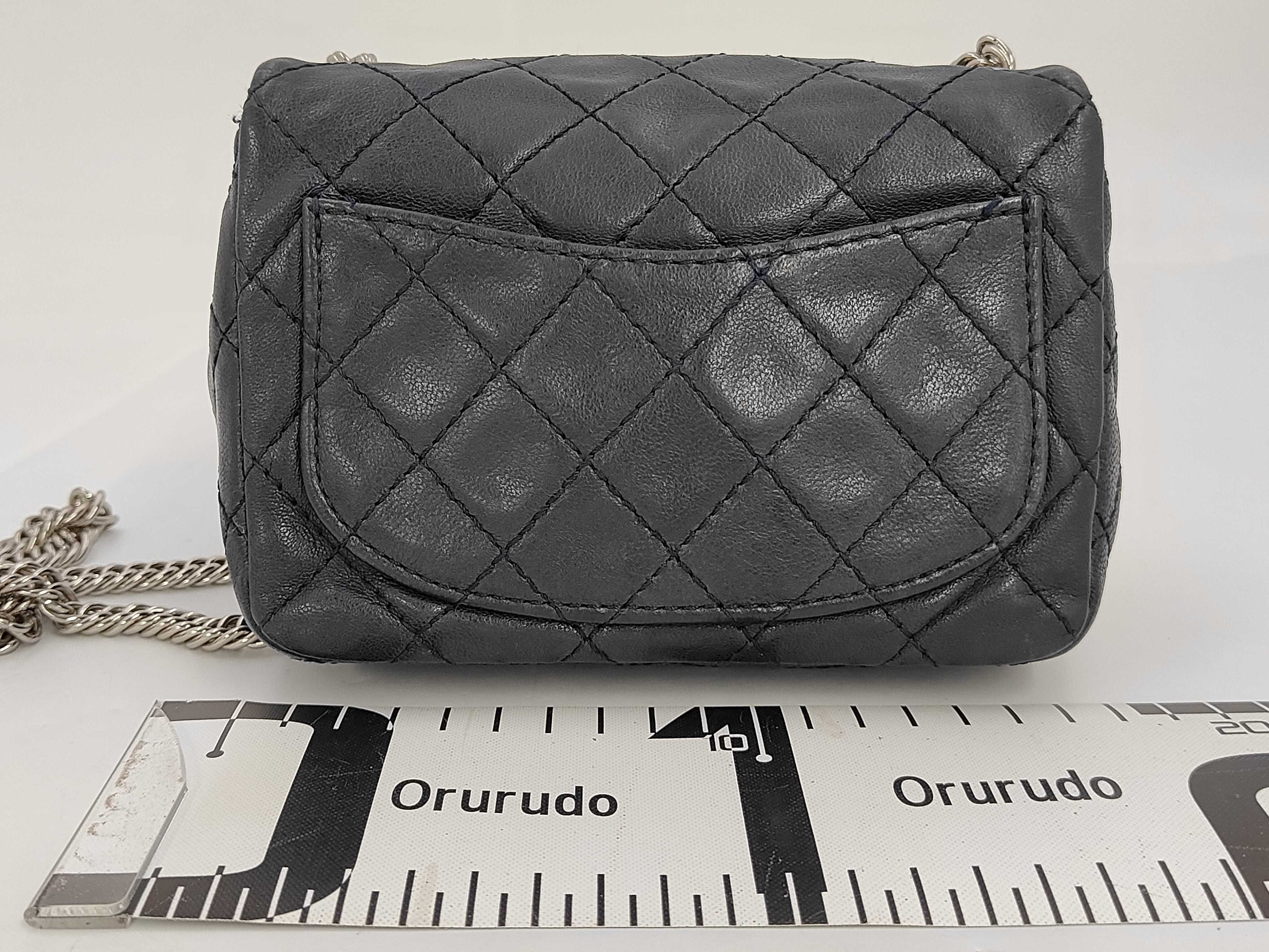 Mini Matelassé Single Chain Shoulder Bag, Size 17, Navy Lambskin, Item No. 12, A35200 — view 2