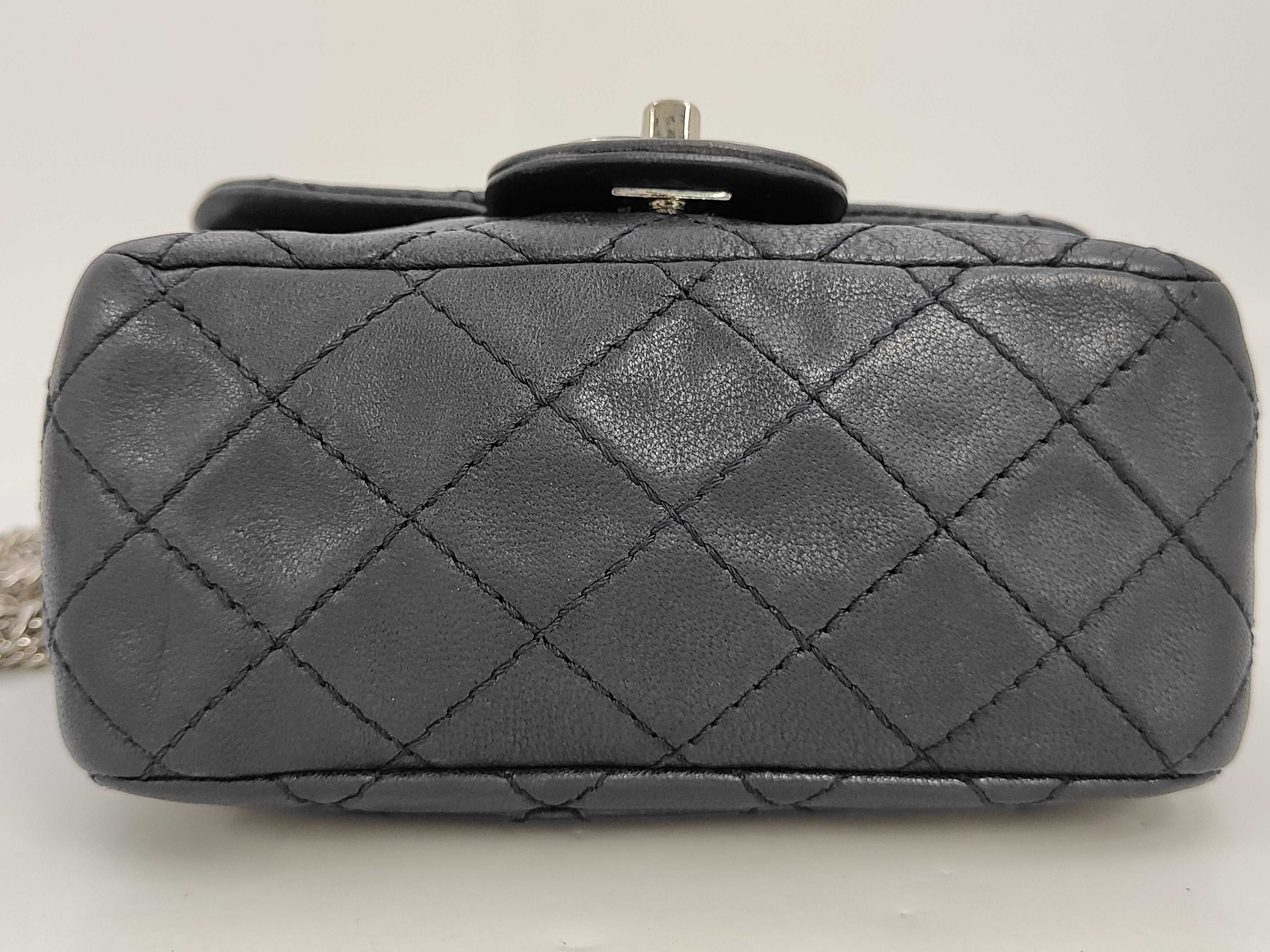 Mini Matelassé Single Chain Shoulder Bag, Size 17, Navy Lambskin, Item No. 12, A35200 — view 4