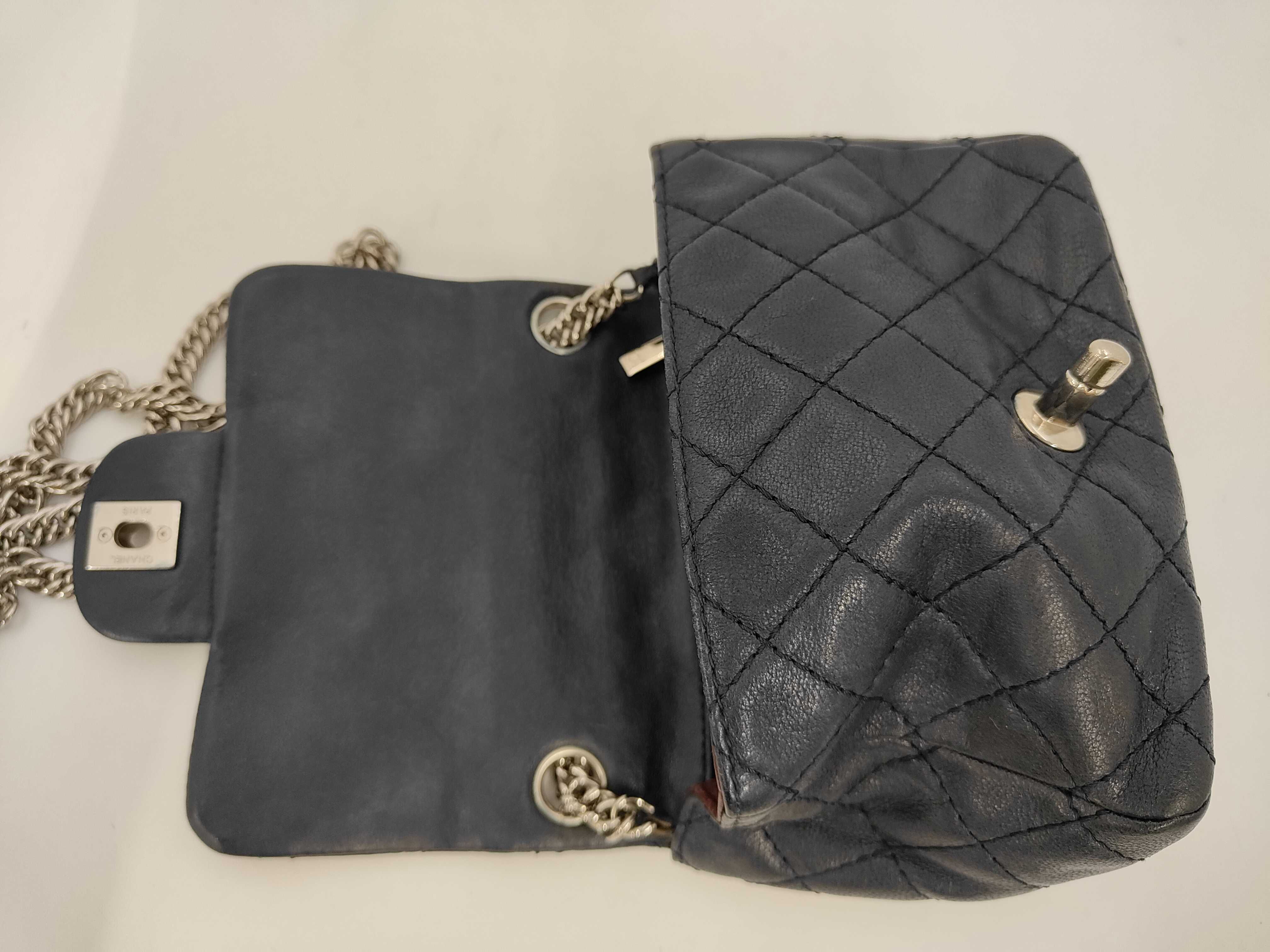 Mini Matelassé Single Chain Shoulder Bag, Size 17, Navy Lambskin, Item No. 12, A35200 — view 7