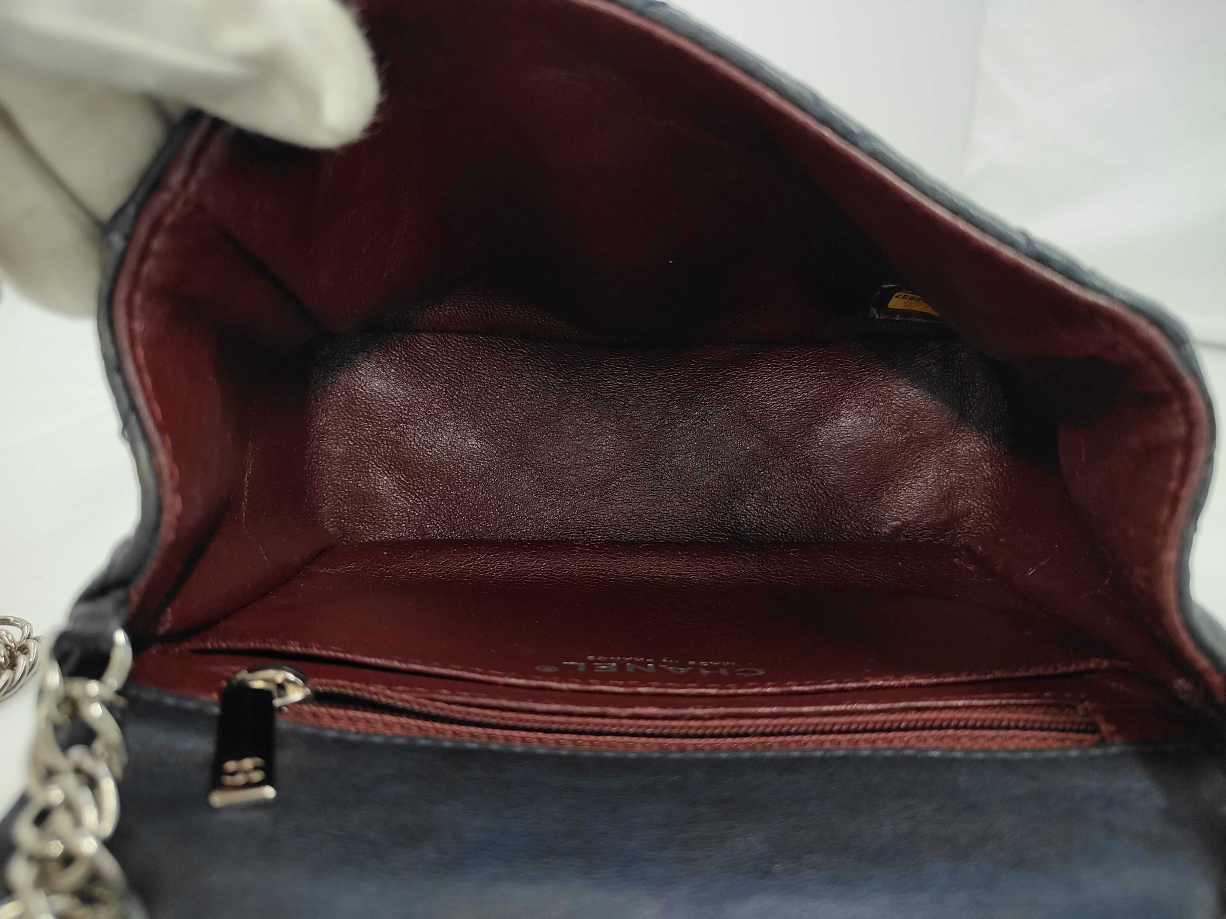 Mini Matelassé Single Chain Shoulder Bag, Size 17, Navy Lambskin, Item No. 12, A35200 — view 8