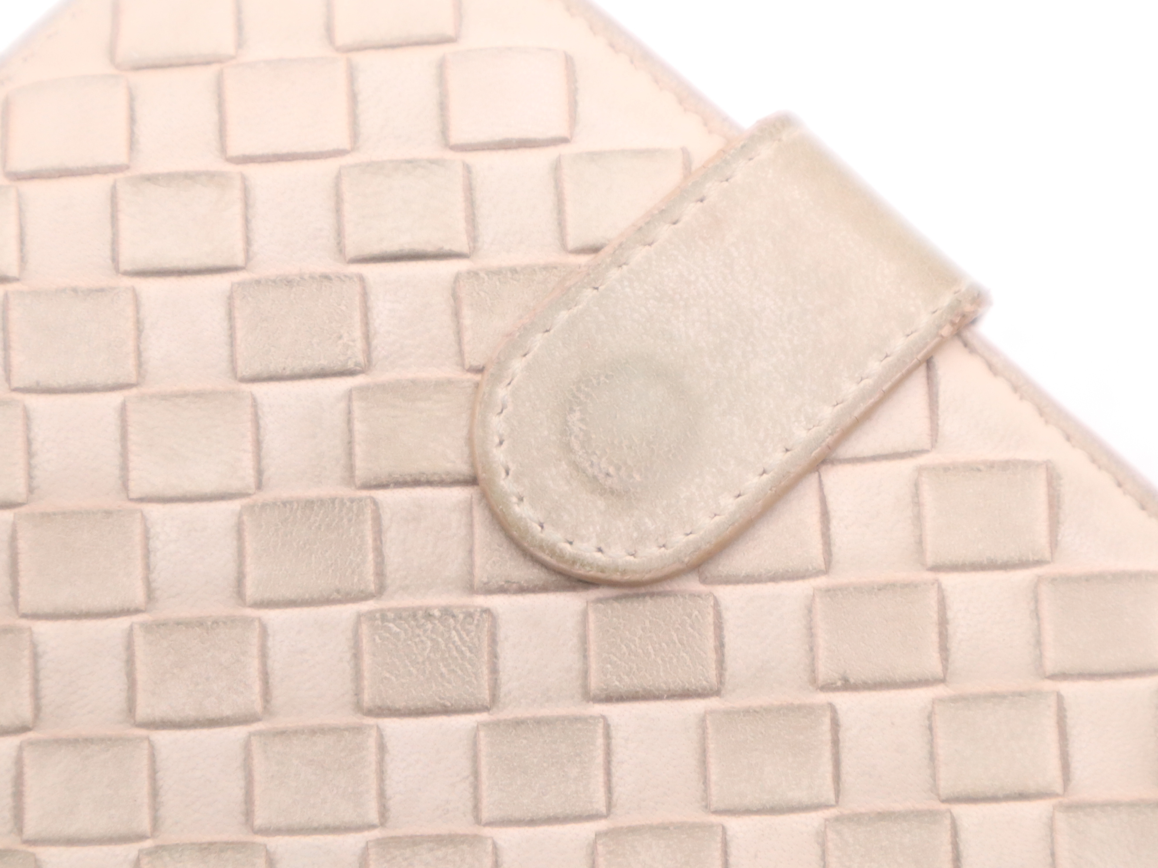Leather Intrecciato Bi-fold Wallet, Baby Pink — view 6