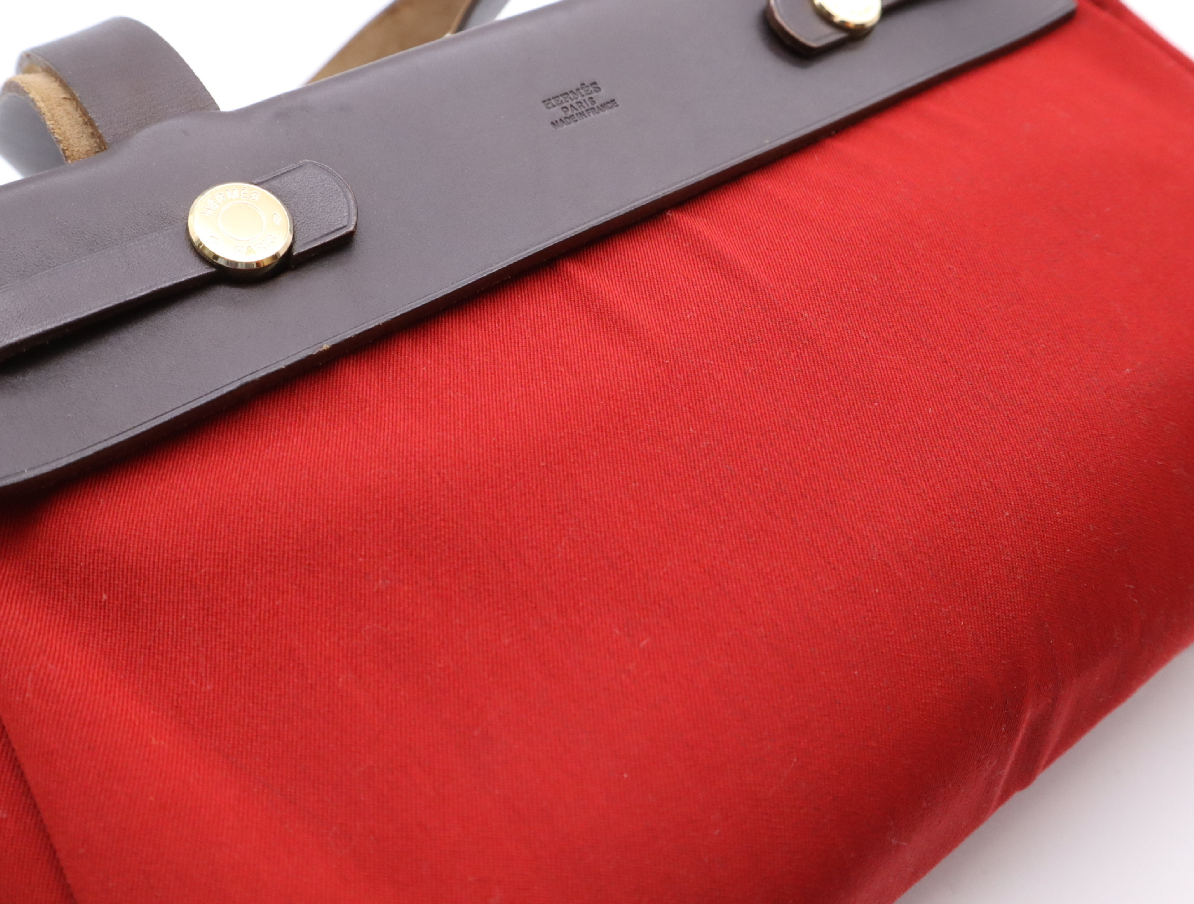 Canvas x Leather Herbag Cabas PM Tote Bag, Red, Gold Hardware, Includes Replacement Bag, Dust Bag, and Box, G Stamp, 2003 Tote Bag — view 14