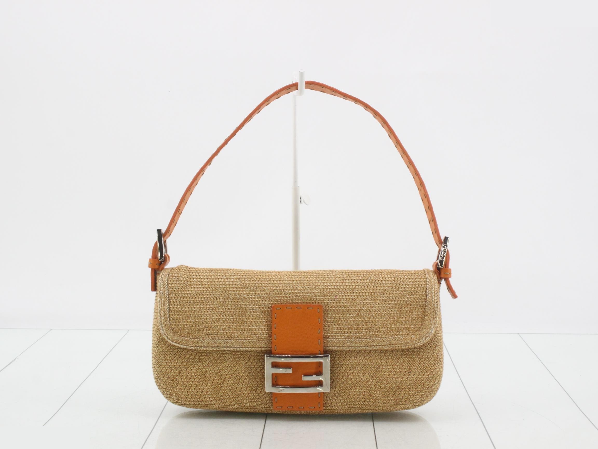 Mamma Baguette Selleria Raffia Shoulder Bag