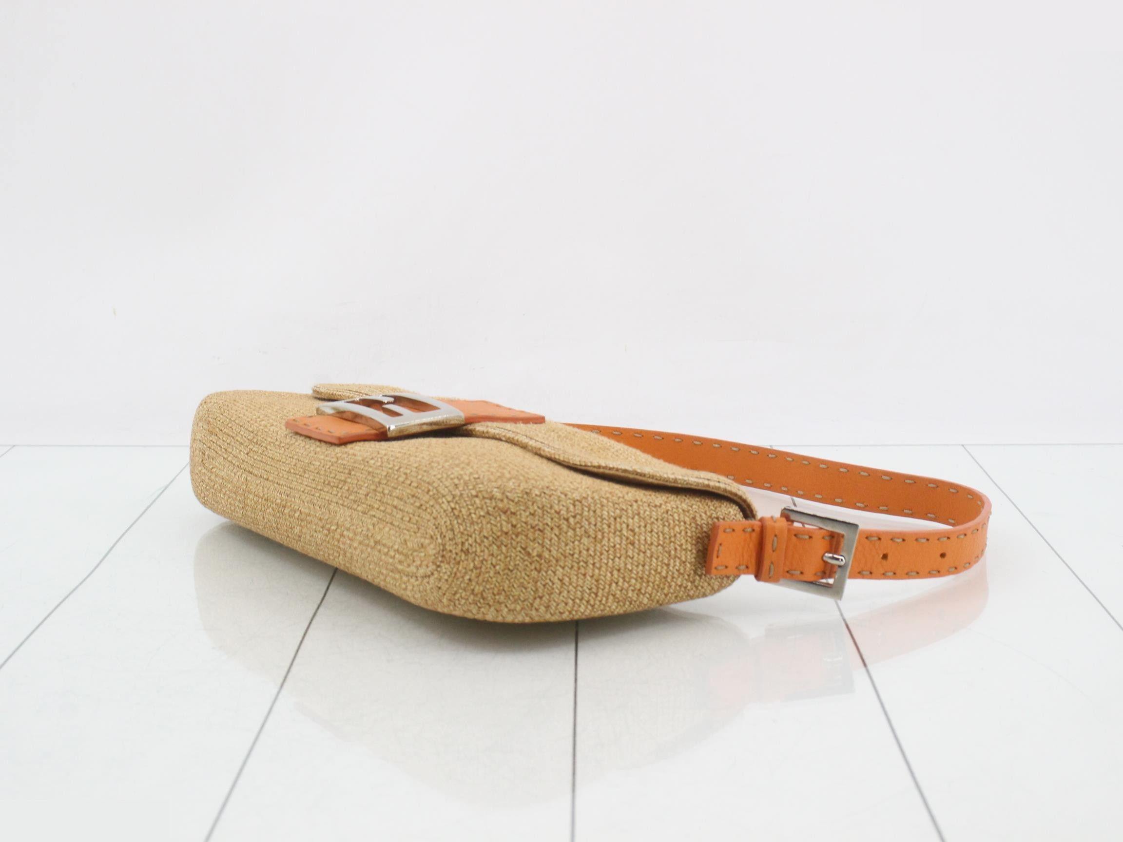 Mamma Baguette Selleria Raffia Shoulder Bag — view 6