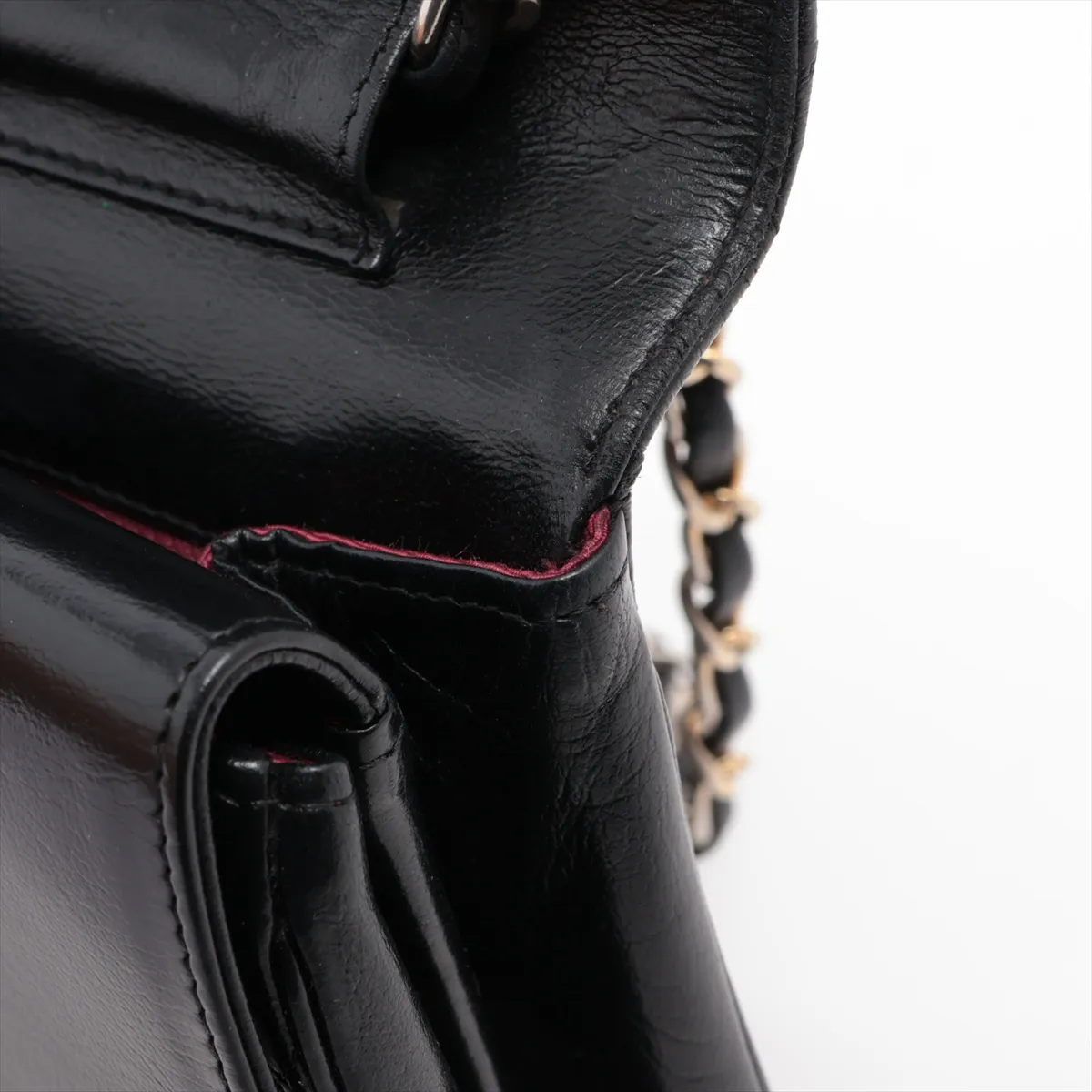 Matelassé Lambskin Chain Shoulder Bag, Black with Gold Hardware, 220347 (Serial Number 0) — view 13