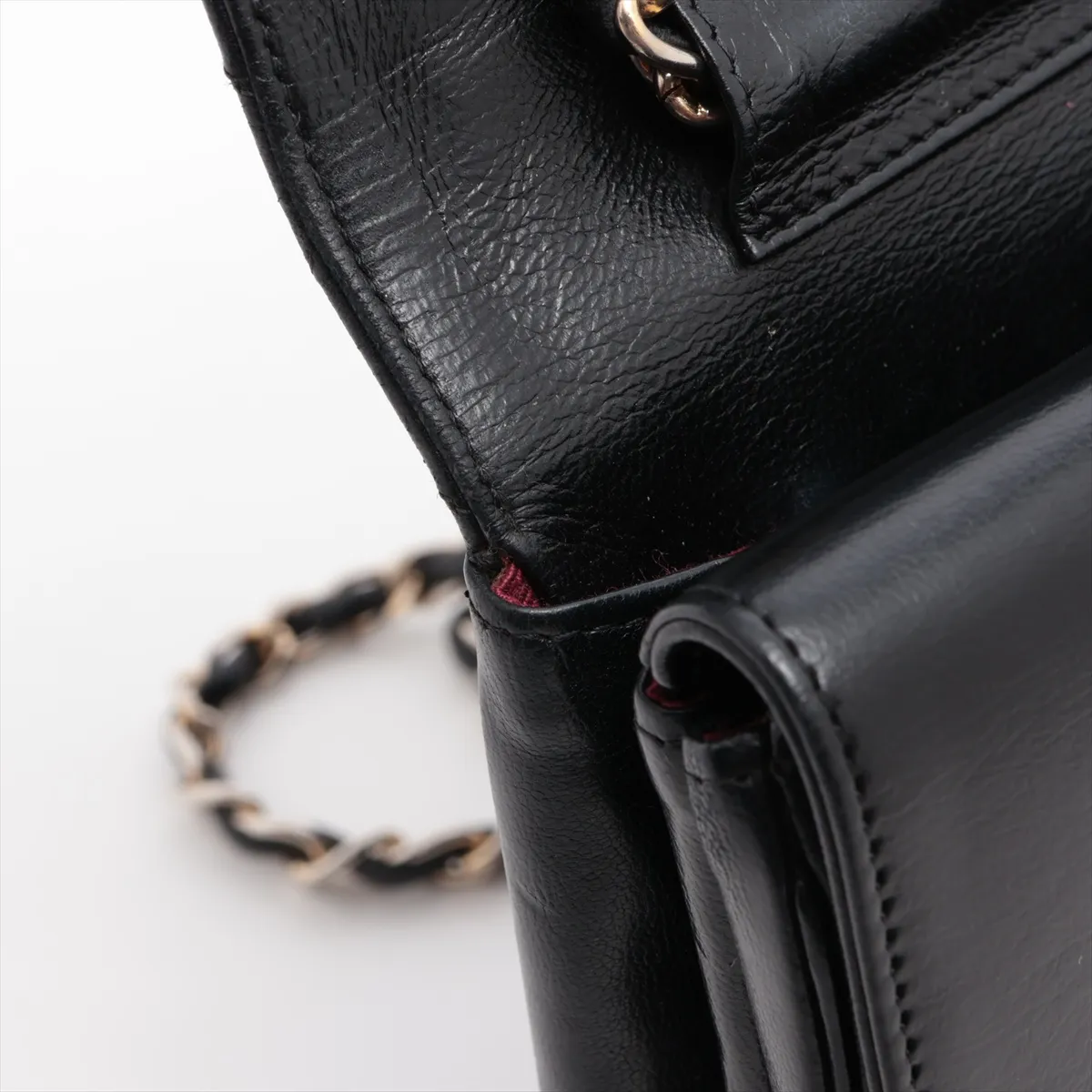 Matelassé Lambskin Chain Shoulder Bag, Black with Gold Hardware, 220347 (Serial Number 0) — view 14