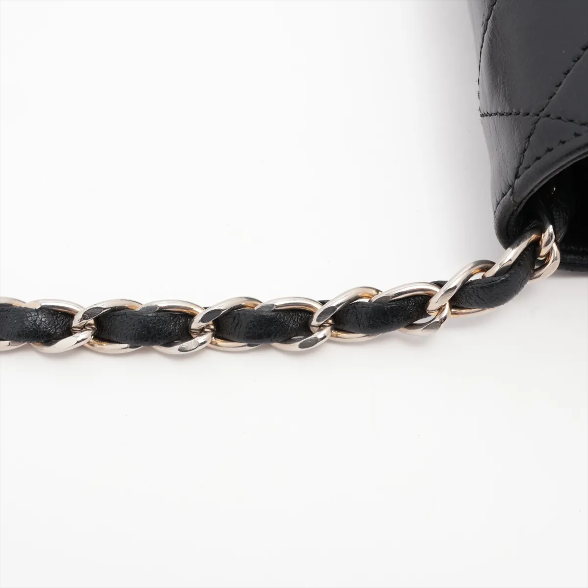 Matelassé Lambskin Chain Shoulder Bag, Black with Gold Hardware, 220347 (Serial Number 0) — view 15
