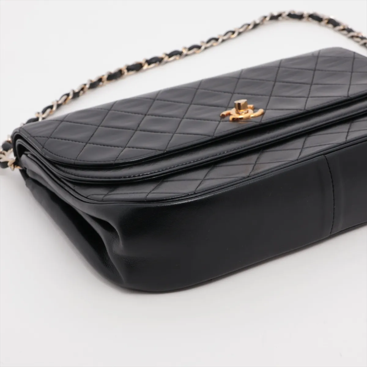 Matelassé Lambskin Chain Shoulder Bag, Black with Gold Hardware, 220347 (Serial Number 0) — view 4