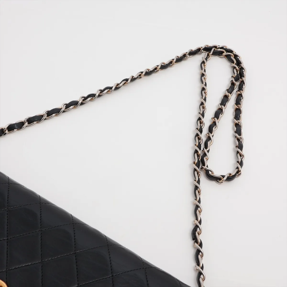 Matelassé Lambskin Chain Shoulder Bag, Black with Gold Hardware, 220347 (Serial Number 0) — view 5