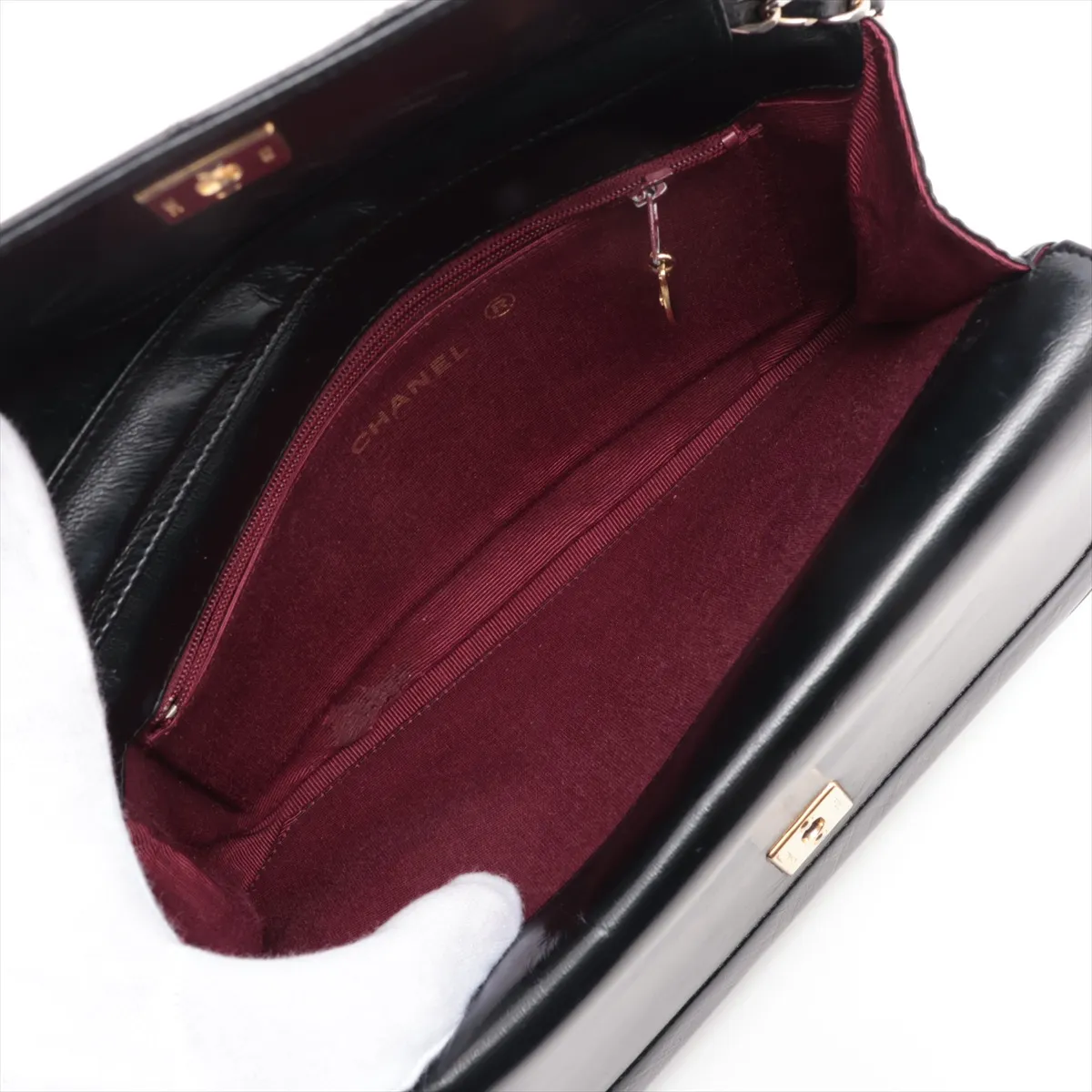 Matelassé Lambskin Chain Shoulder Bag, Black with Gold Hardware, 220347 (Serial Number 0) — view 6