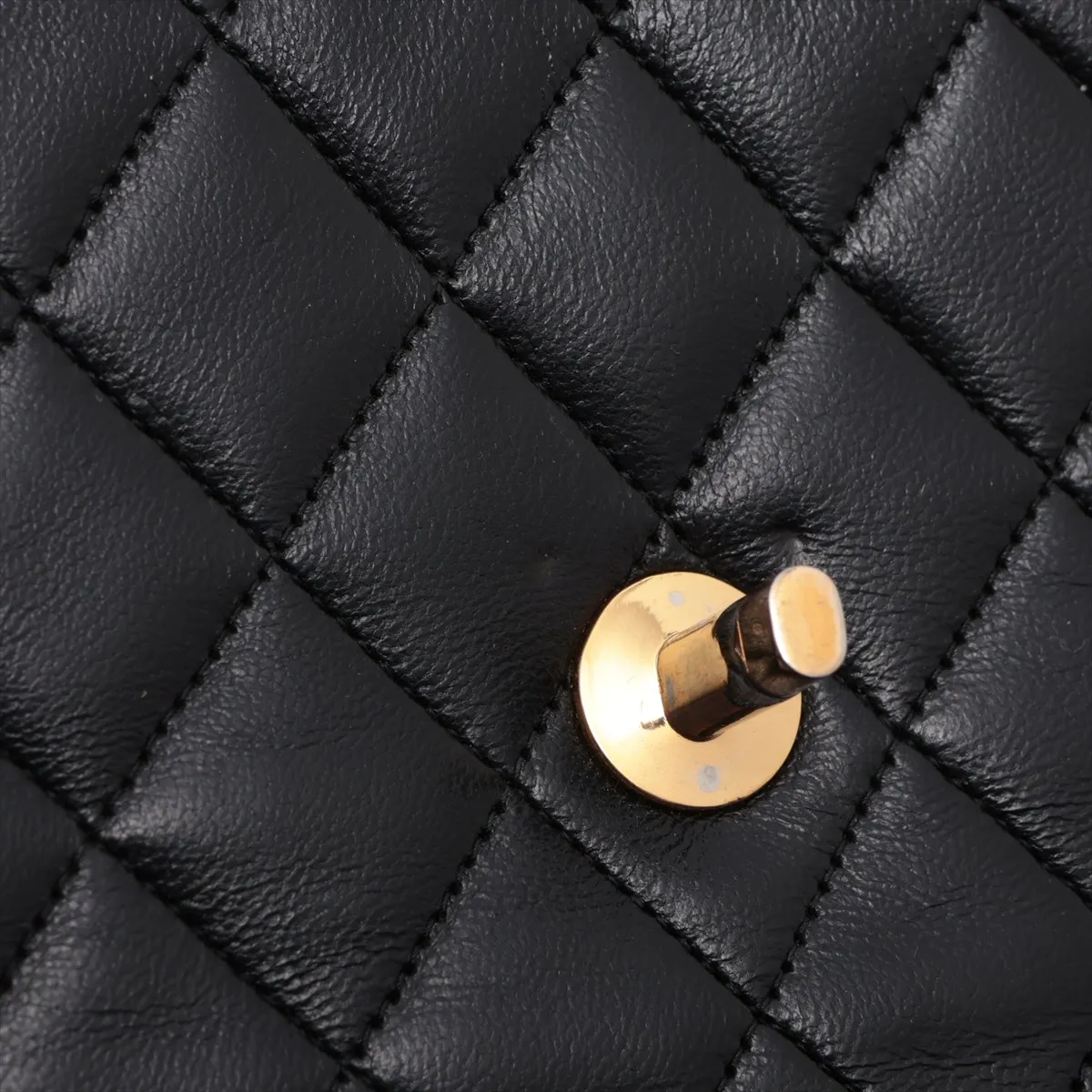 Matelassé Lambskin Chain Shoulder Bag, Black with Gold Hardware, 220347 (Serial Number 0) — view 10