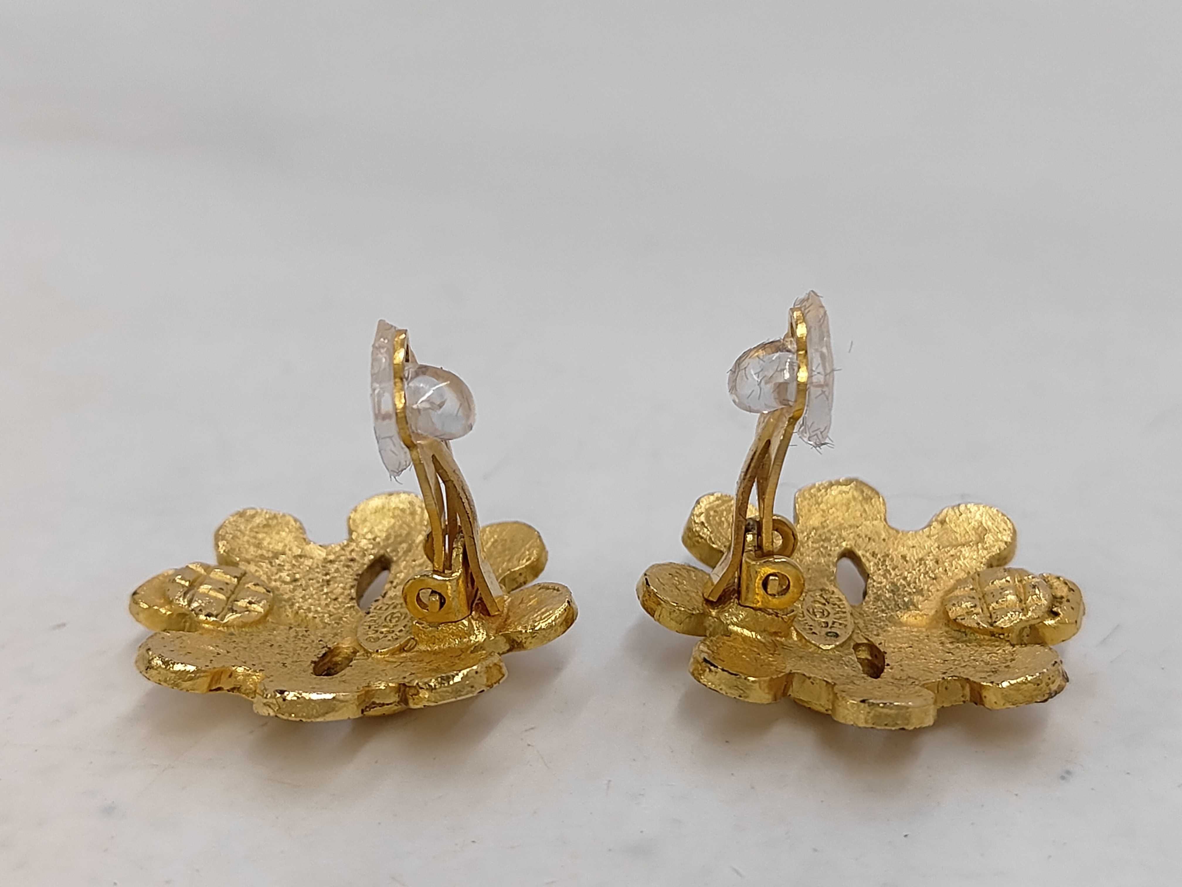 earrings, flower design, gold, Coco Mark earrings — view 3