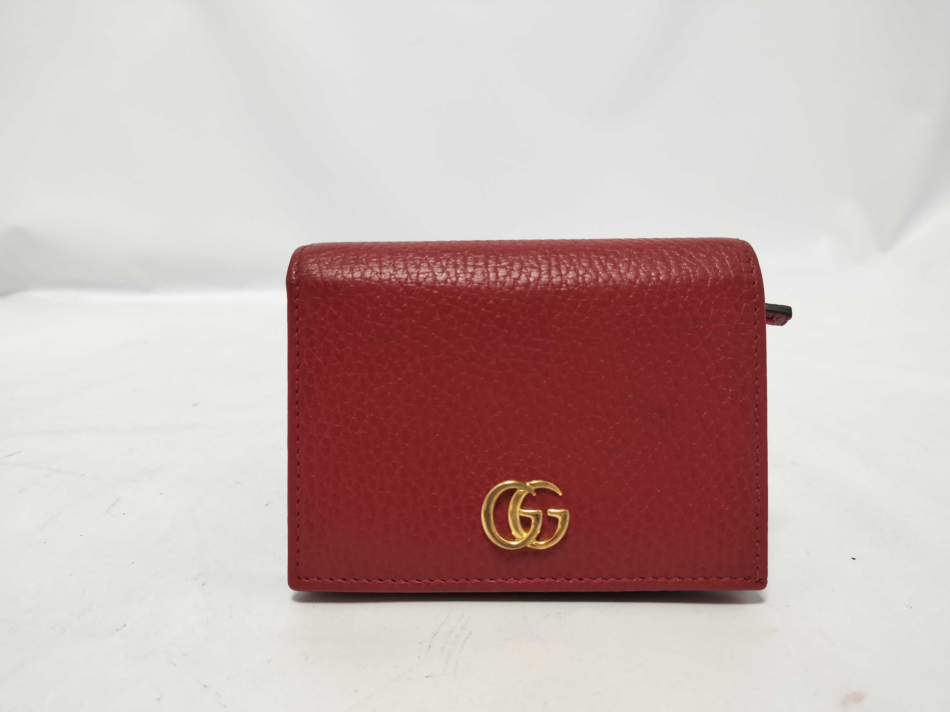 GG Marmont Leather Card Wallet Red 456126 Wallet