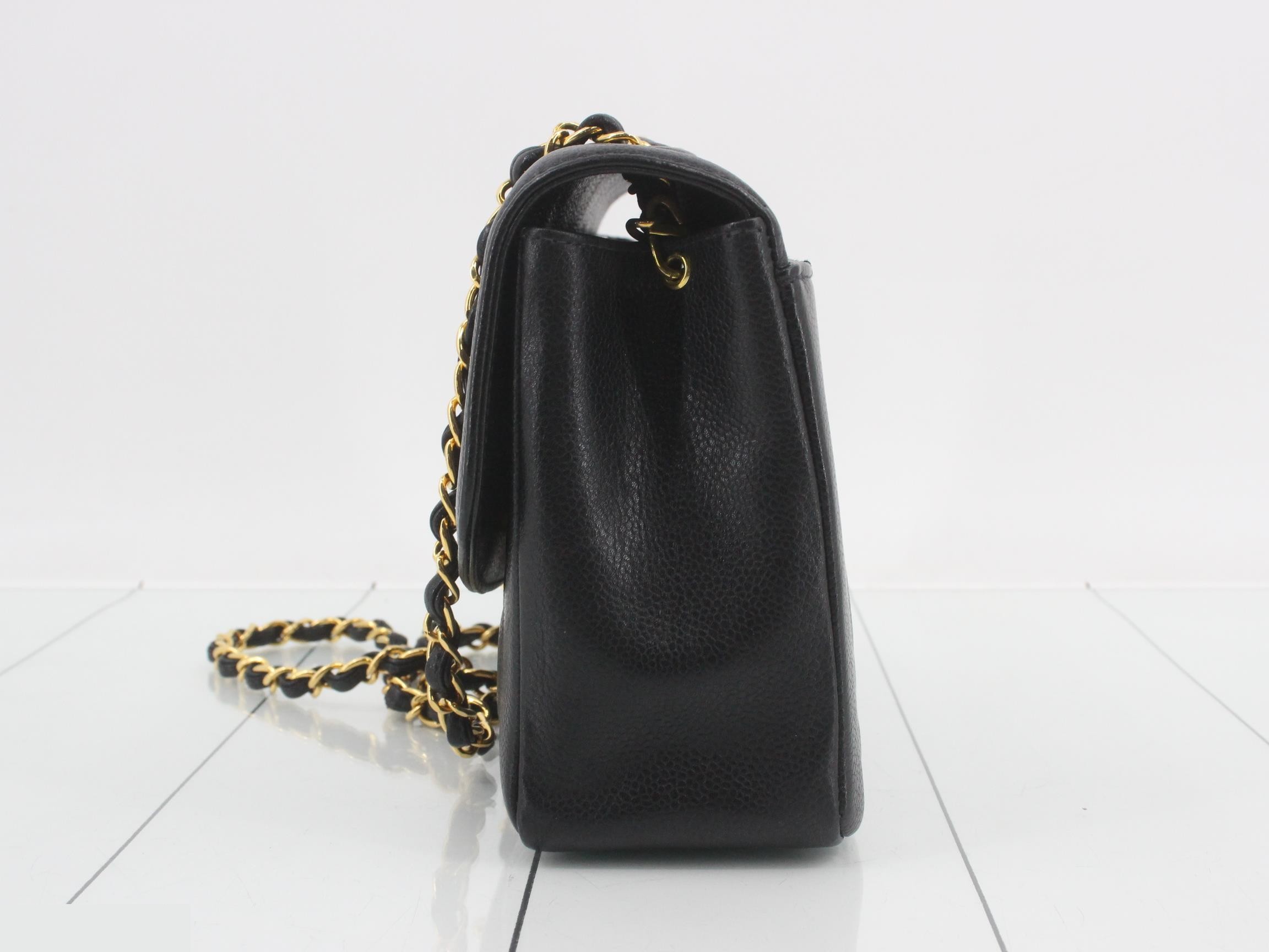 Matelassé Diana 25 Single Flap Chain Shoulder Bag, Black, with sticker, number 5 — view 3